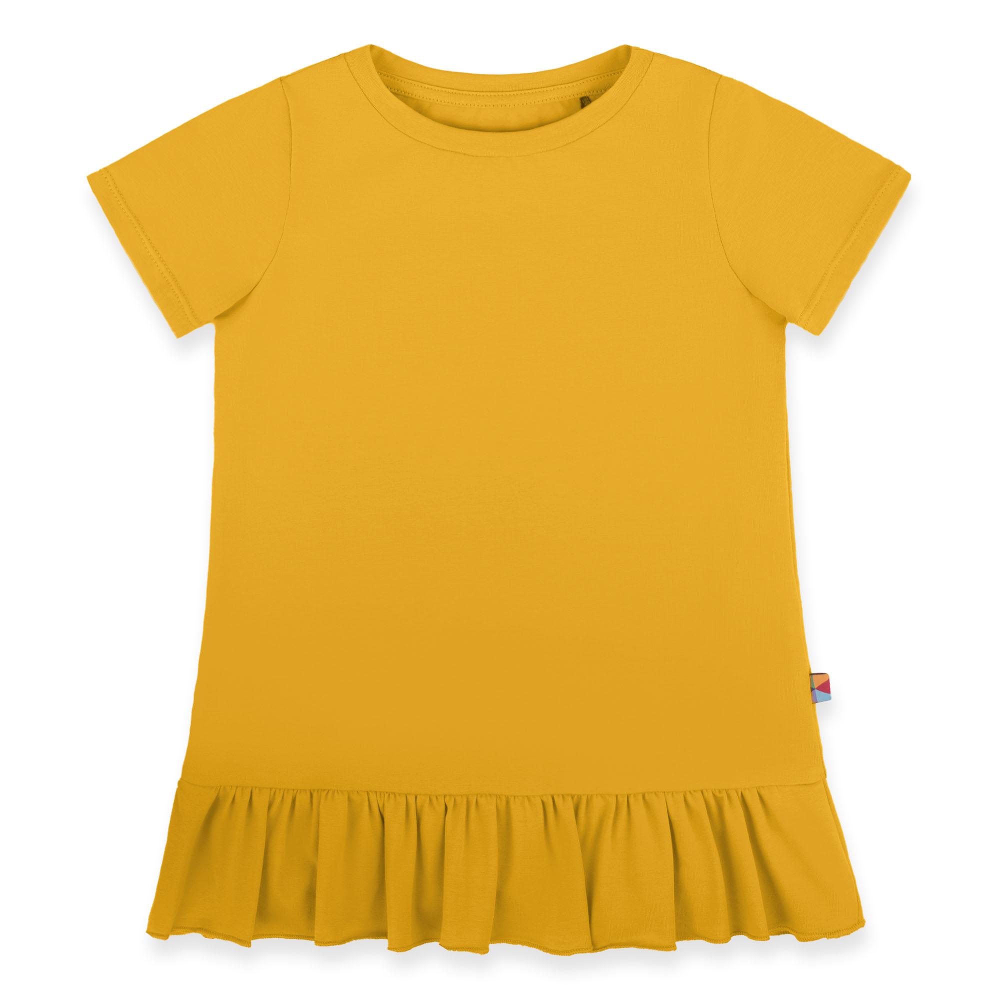 Mustard ruffle short sleeve blouse