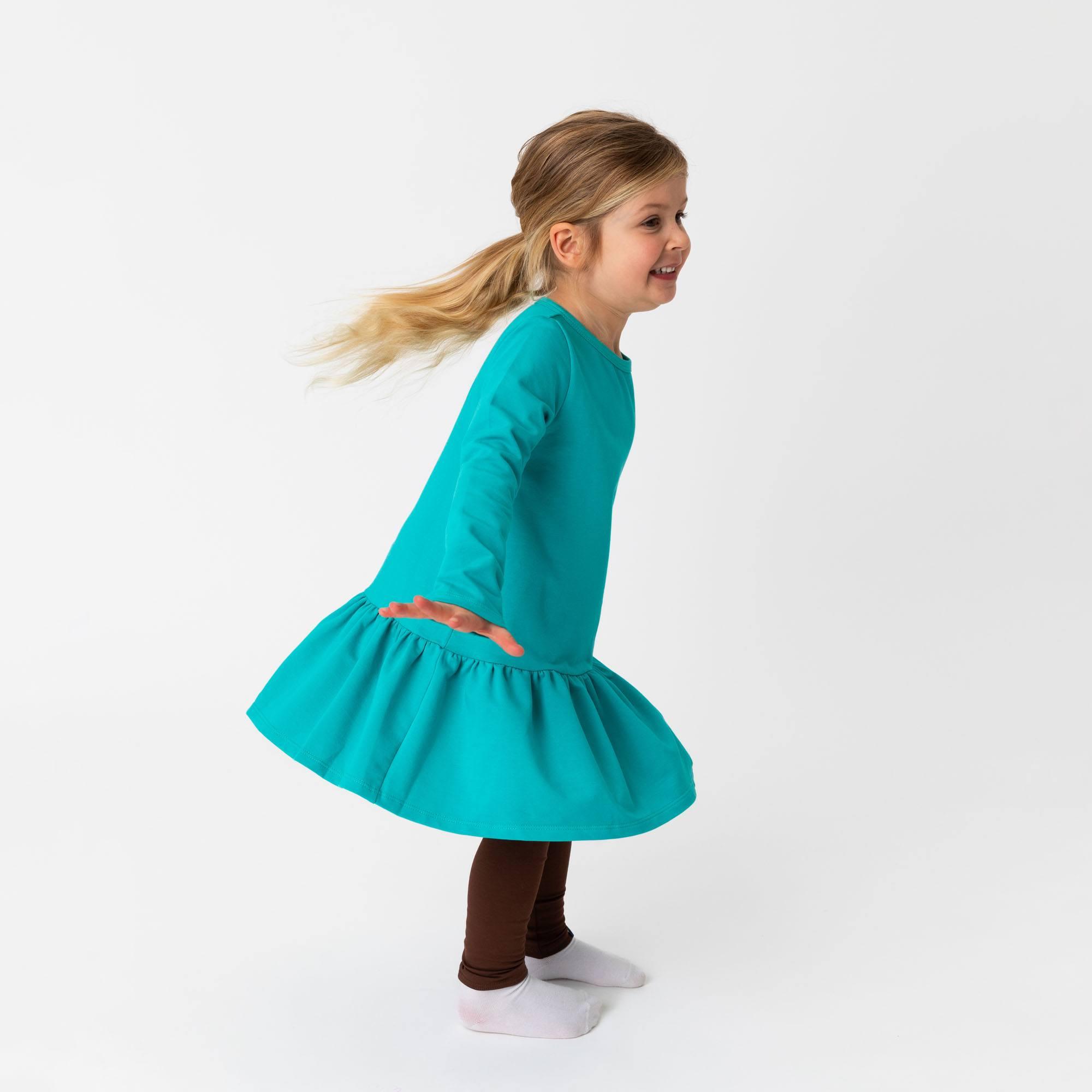 Turquoise flared sweatshirt dress