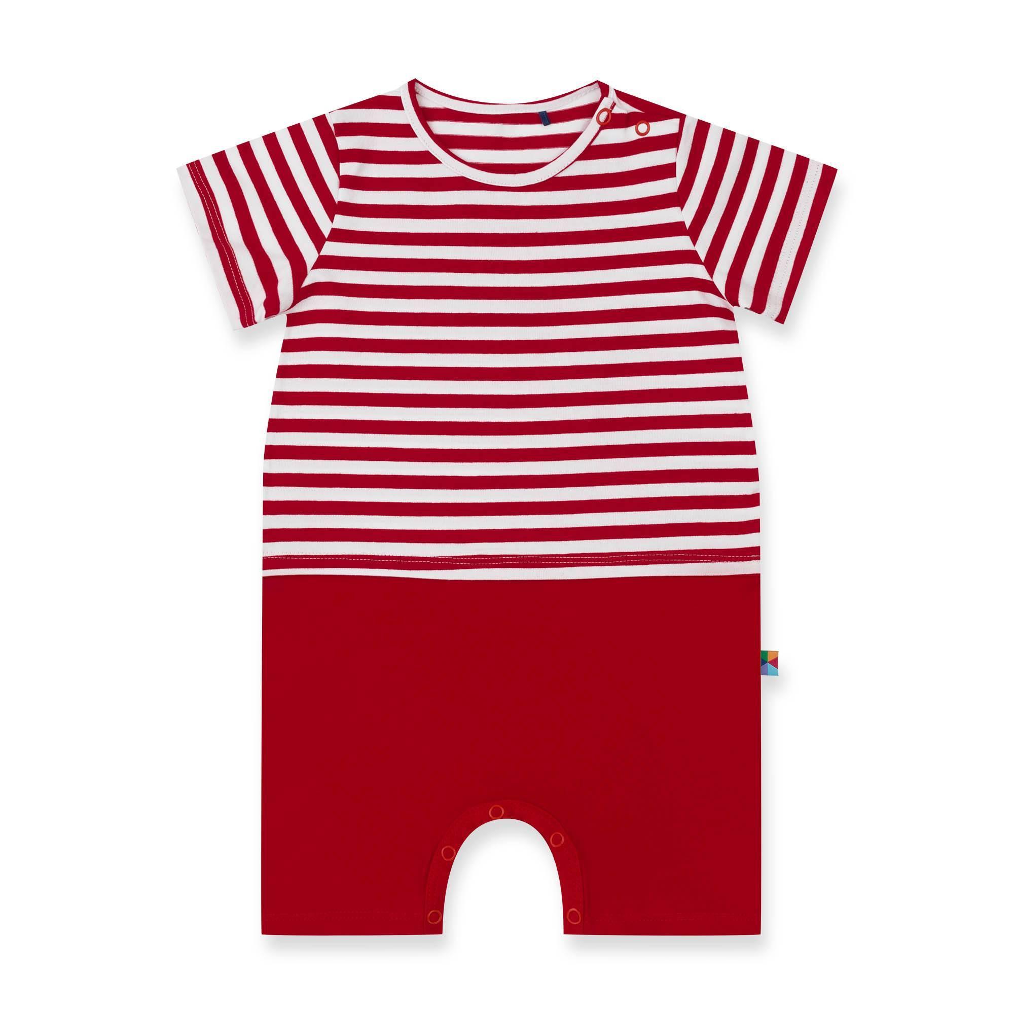 Red stripes striped short sleeve romper Baby