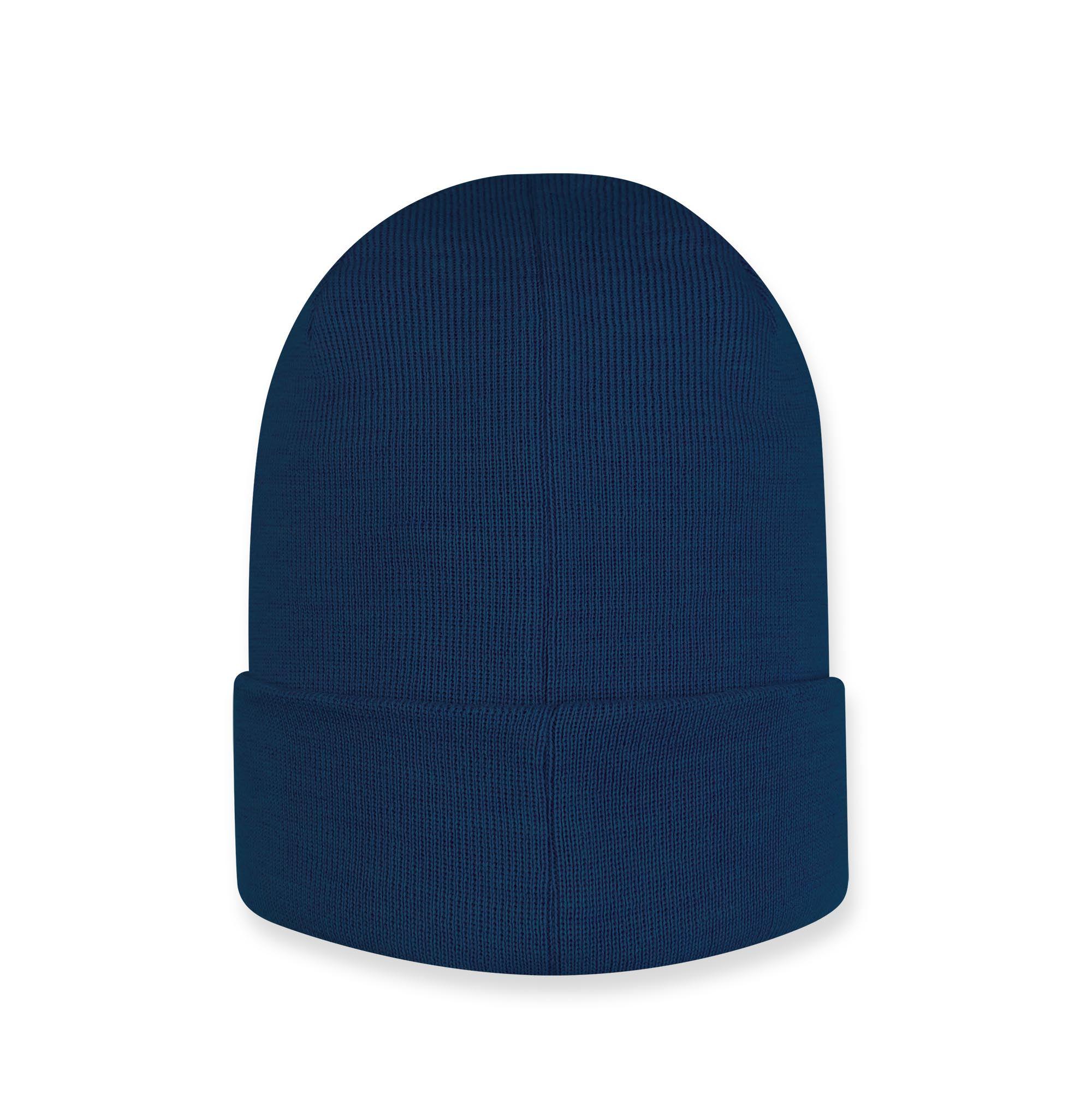 Navy blue fine knit merino wool beanie