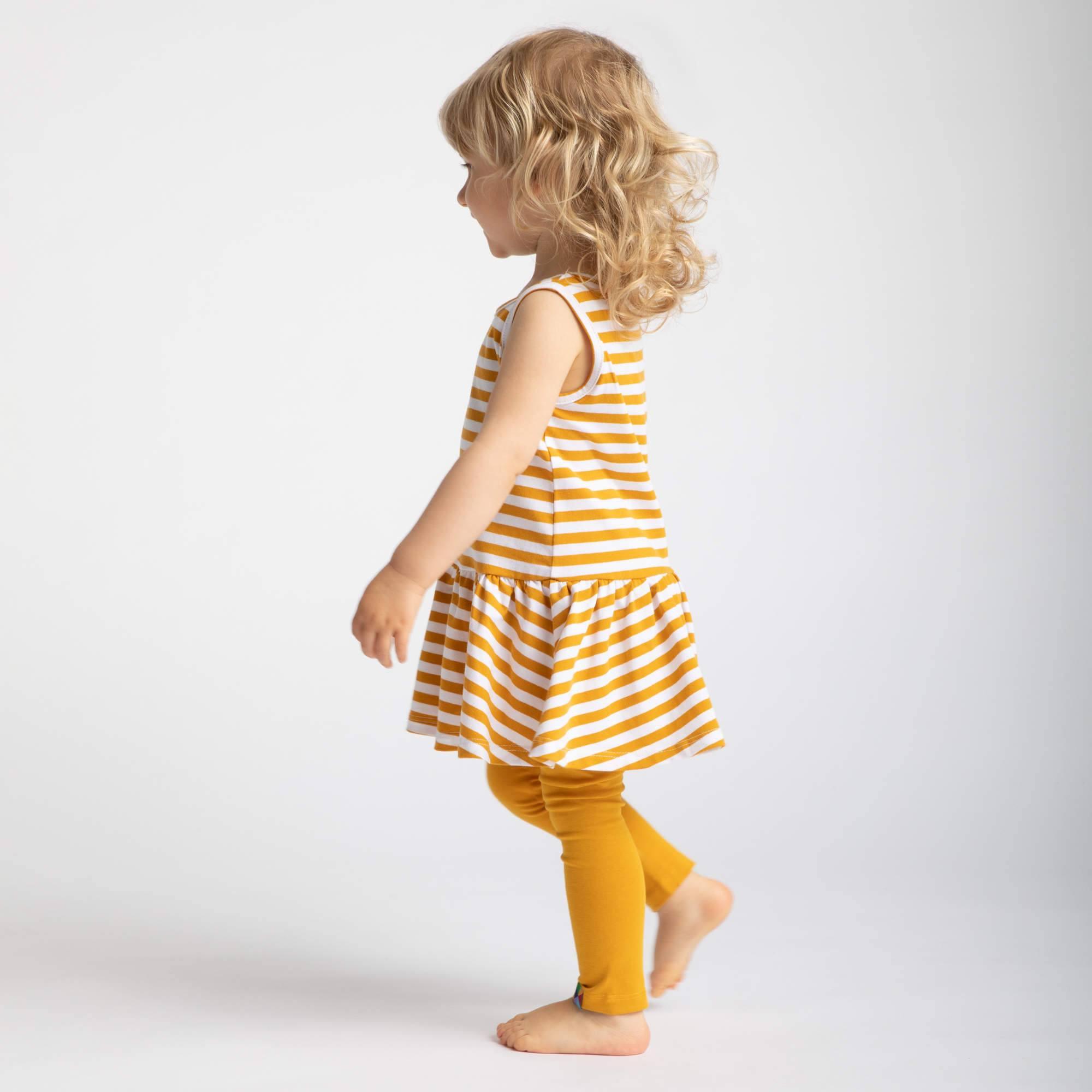 Mustard stripes sleeveless dress