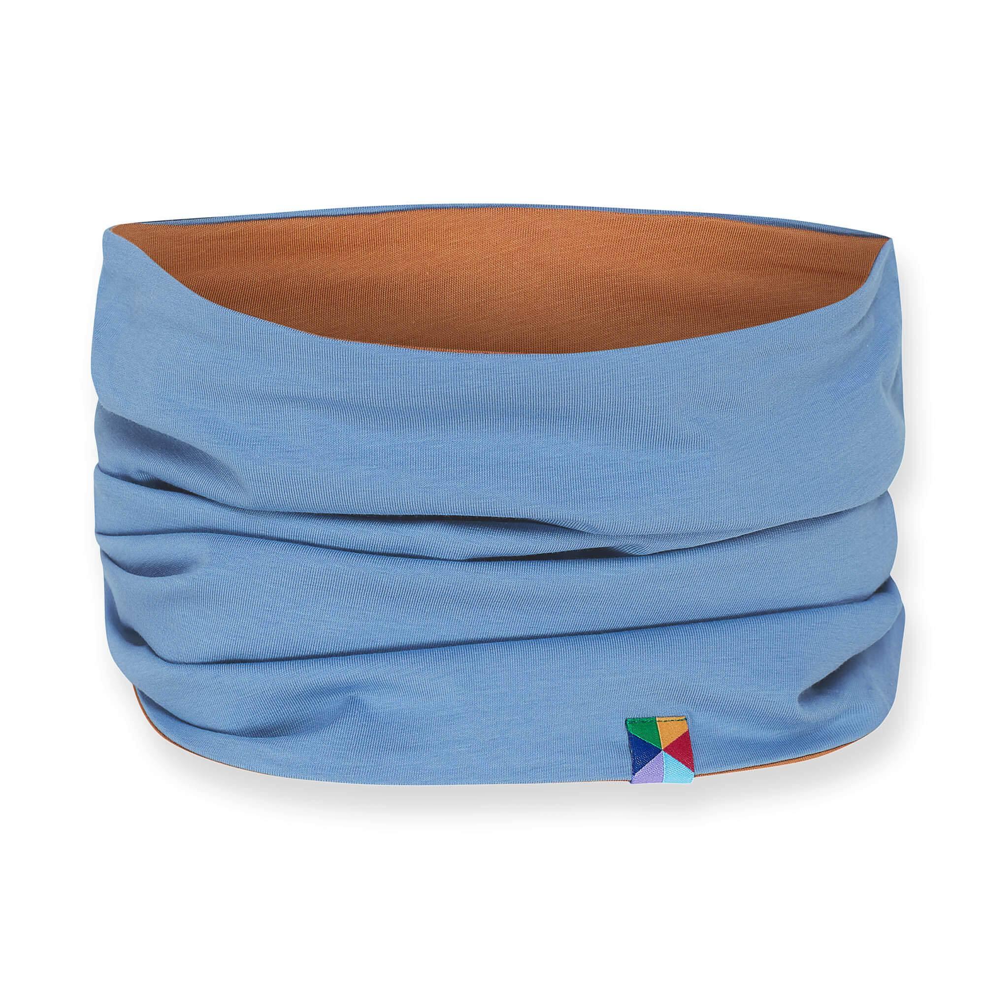 Sky blue - caramel reversible neck warmer