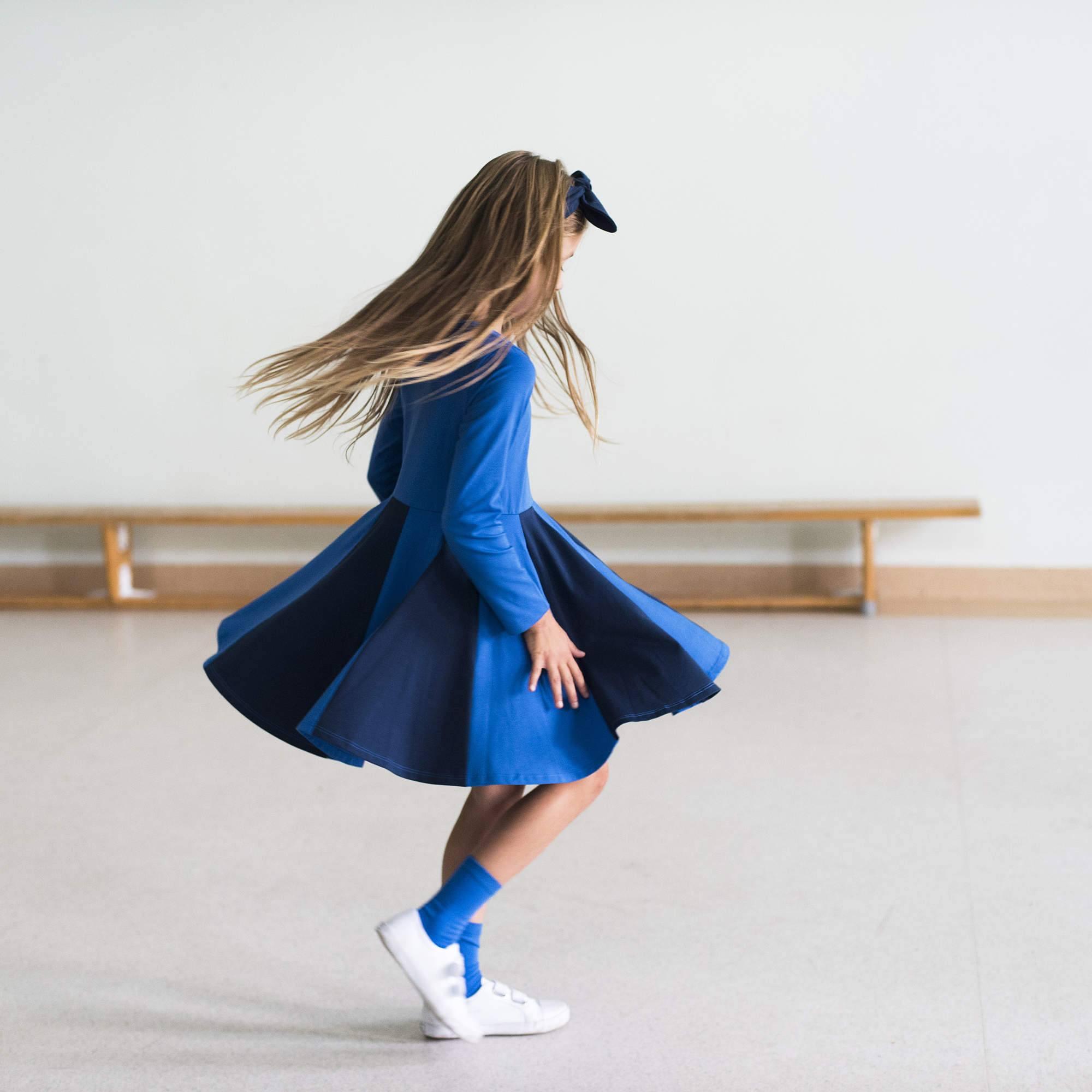 Blue - green two-tone frill dress