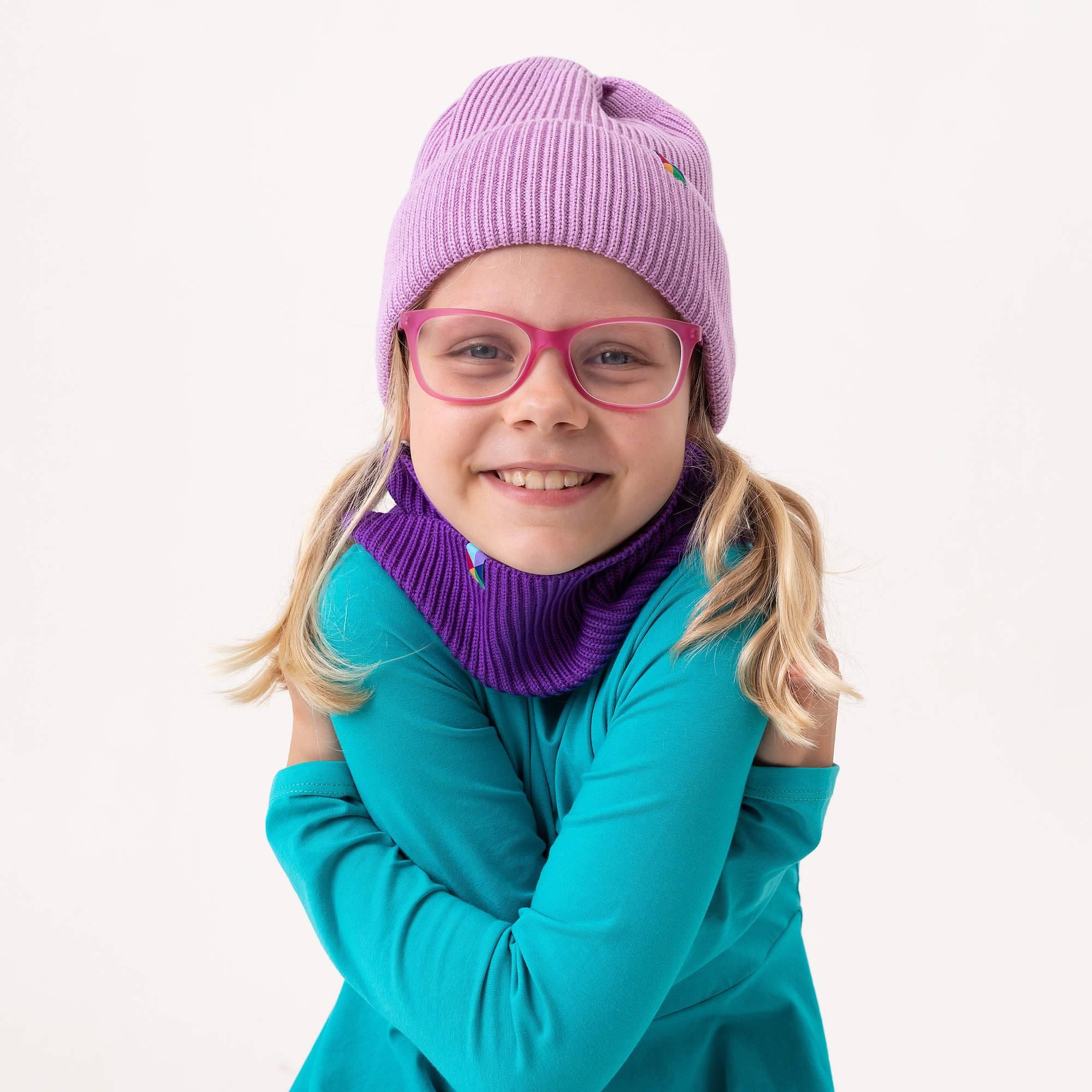 Violet merino wool neck warmer kids