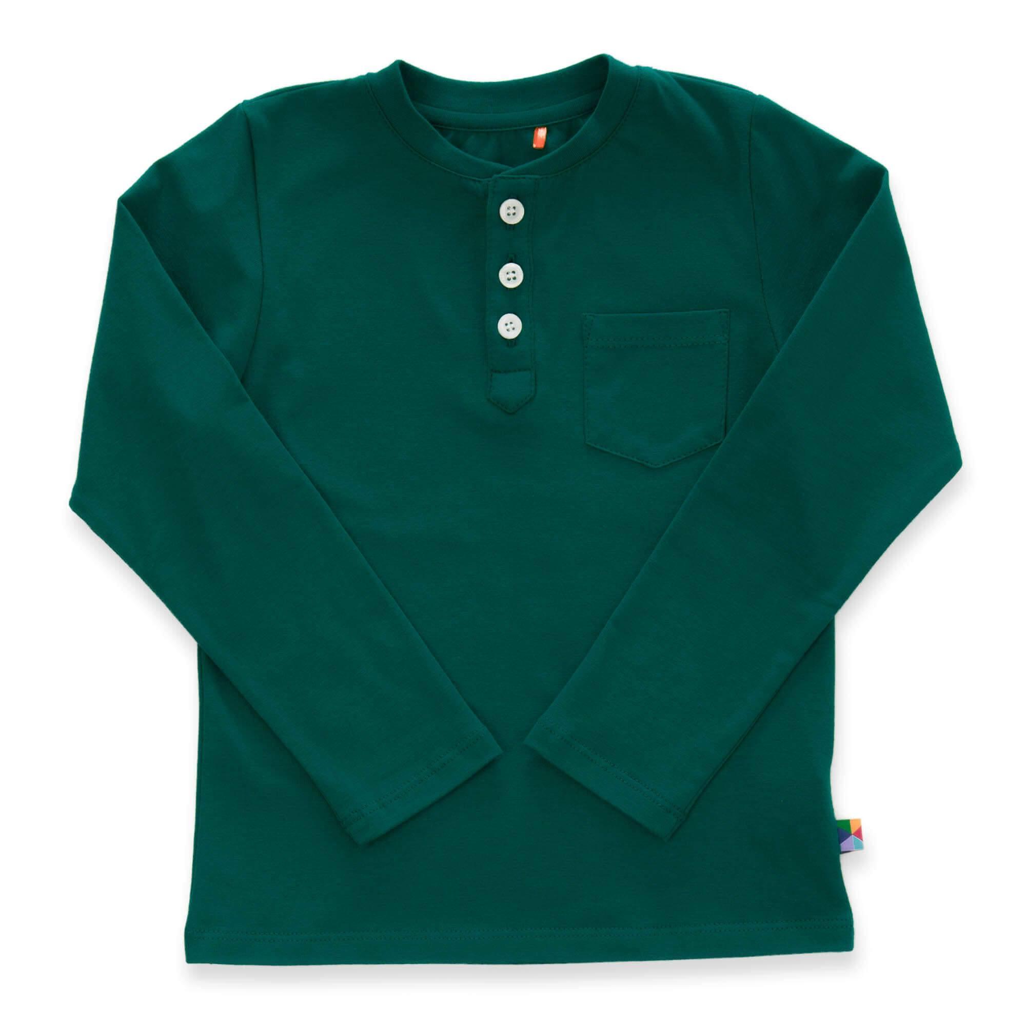 Bottle-green henley longsleeve shirt