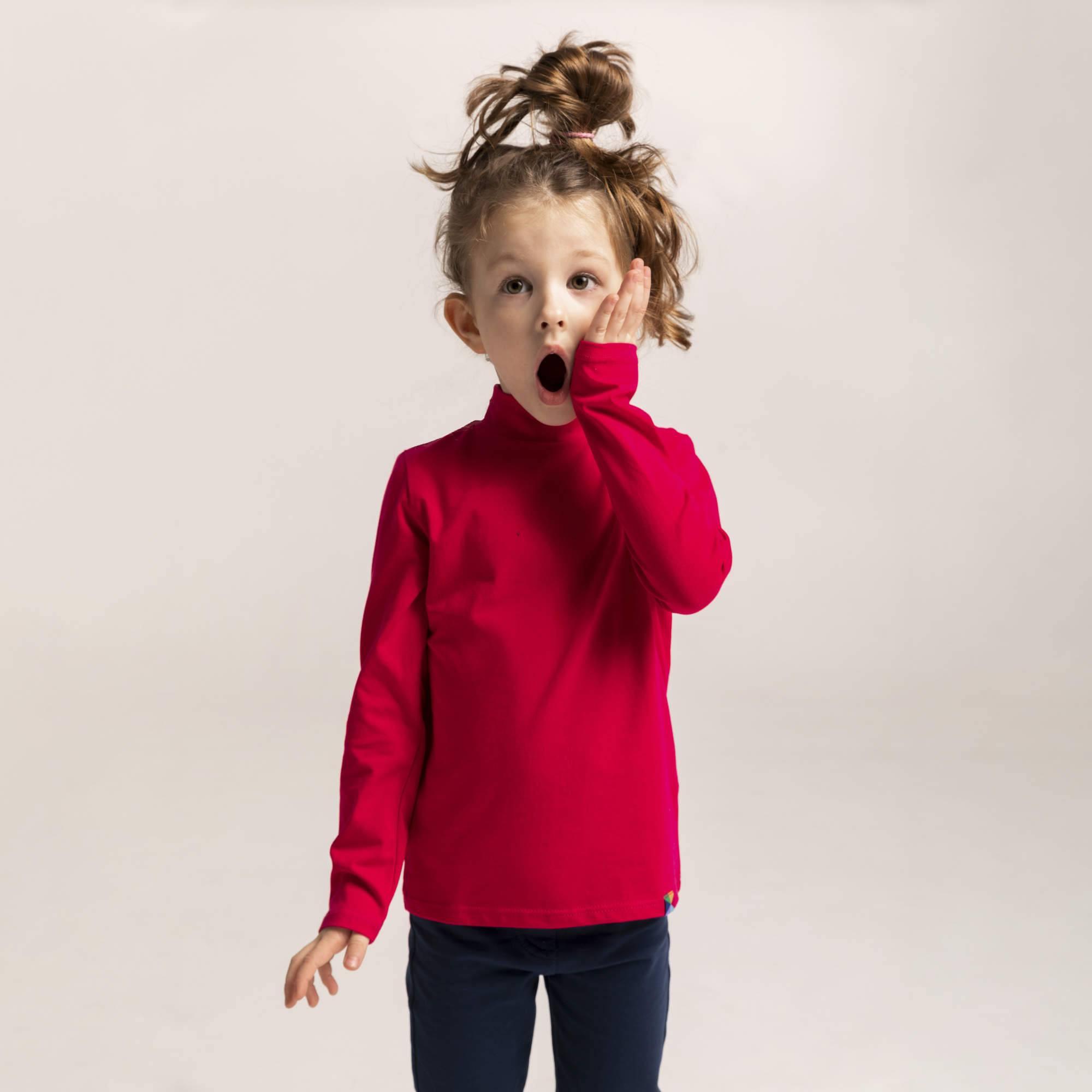 Red turtleneck long sleeve shirt