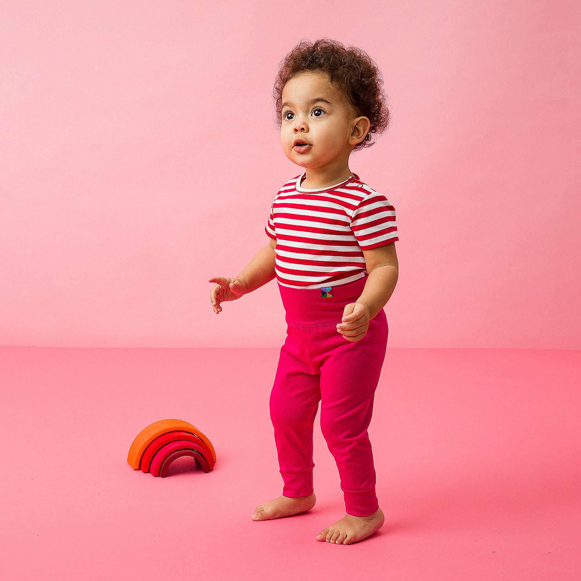 Red stripes short sleeve bodysuit