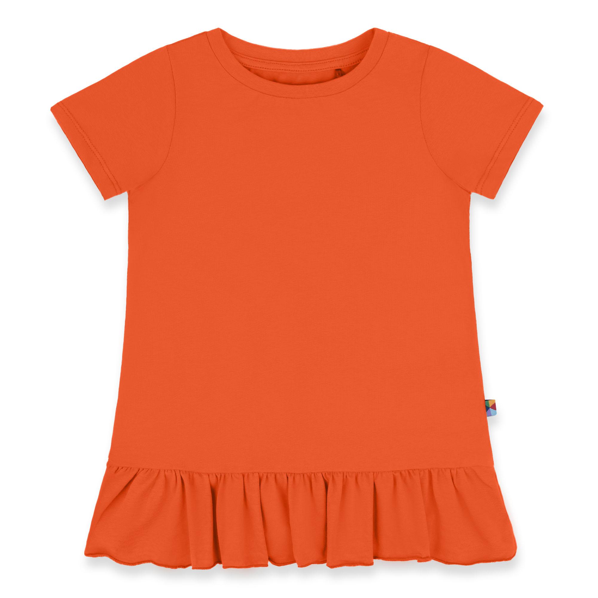 Orange ruffle short sleeve blouse