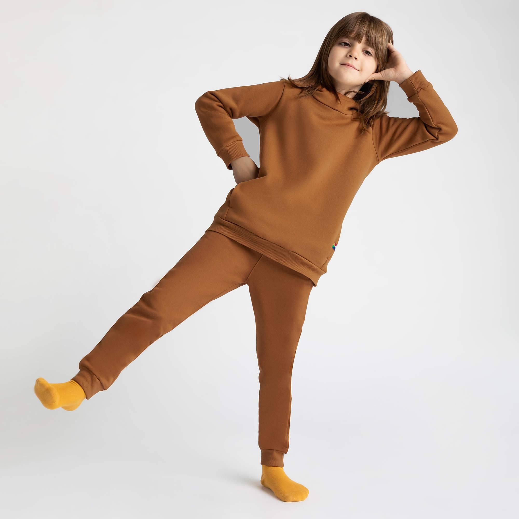 Caramel fleece-lined pullover hoodie