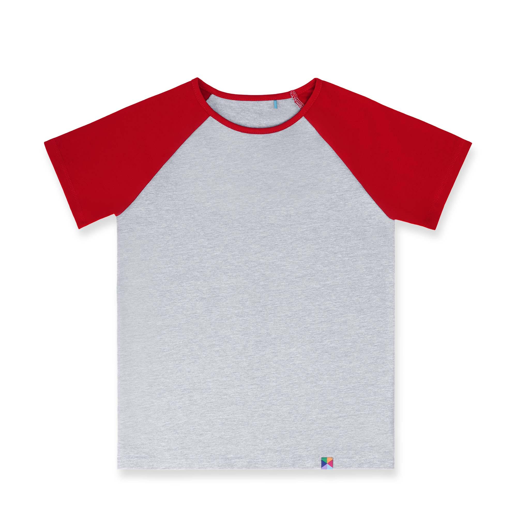 Grey - red short sleeve baseball shirt Junior