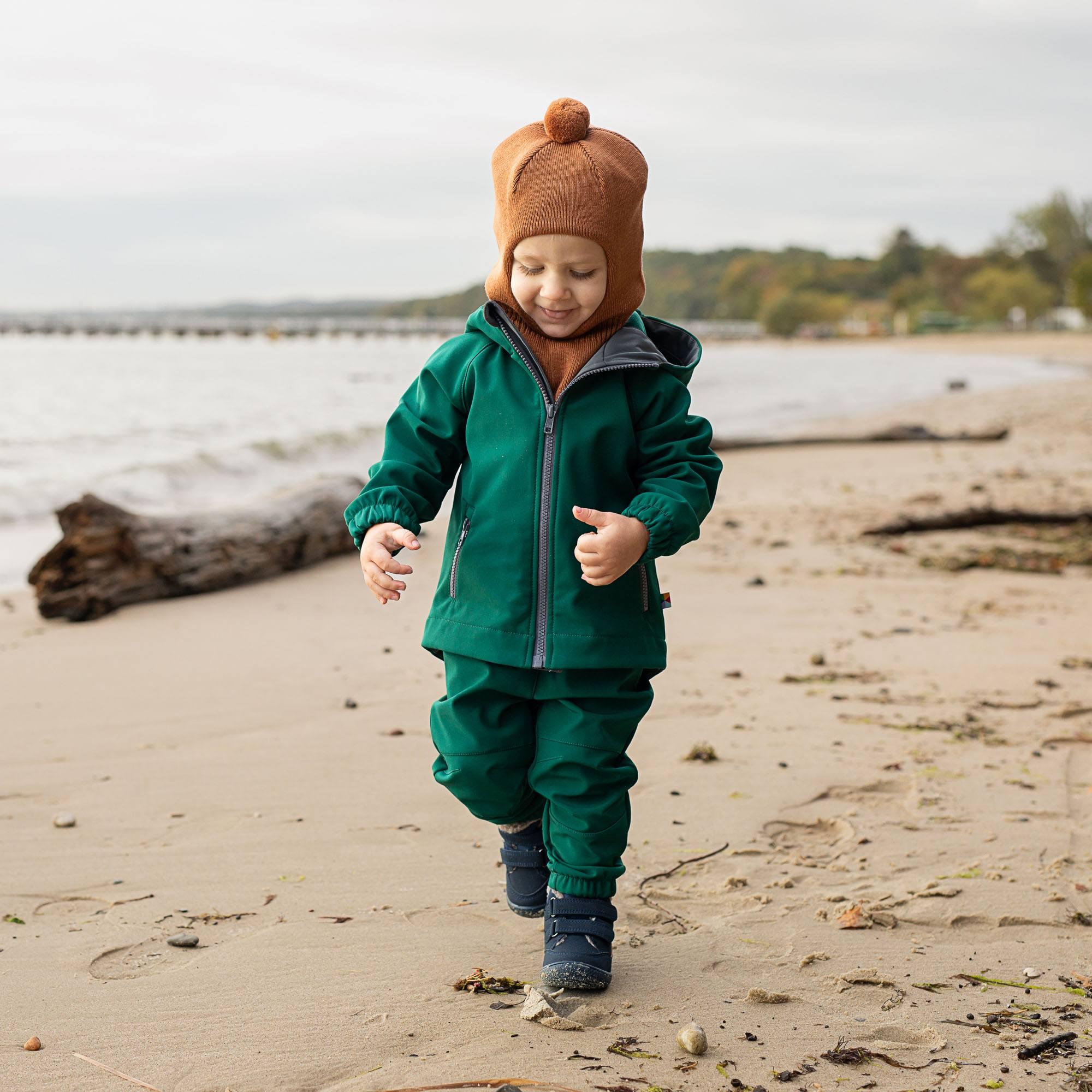 Bottle-green softshell jacket Baby