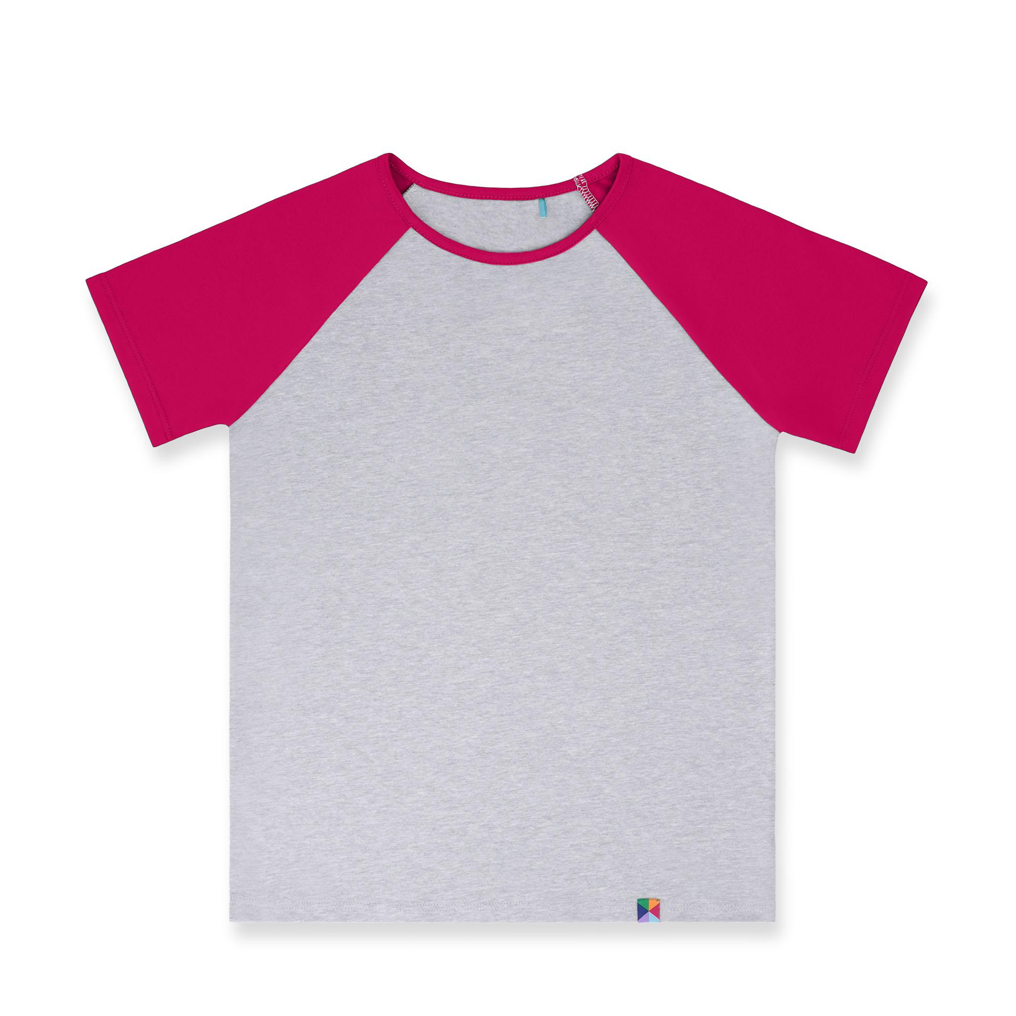 Grey - pink short sleeve baseball shirt Junior