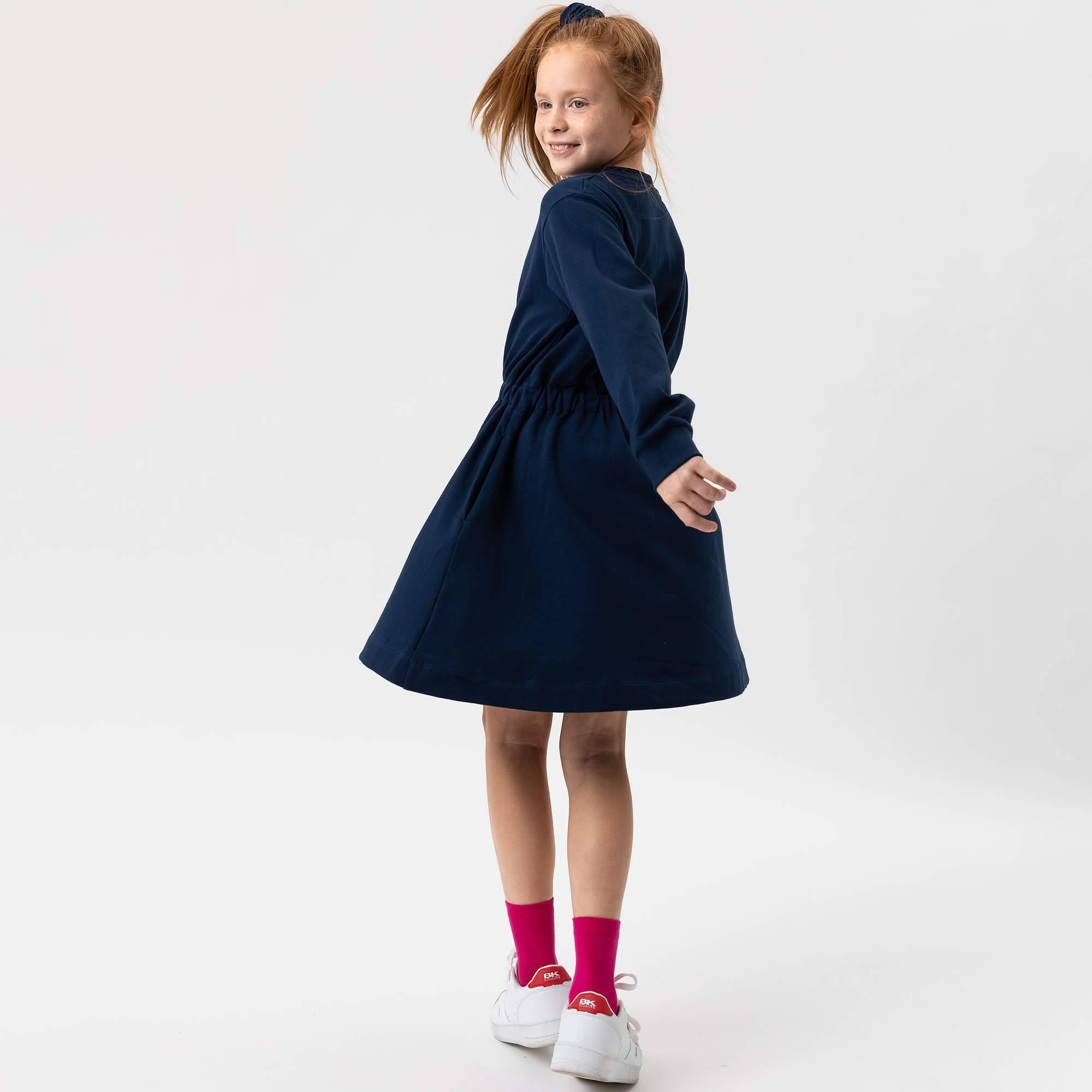 Navy blue fleece longsleeve dress