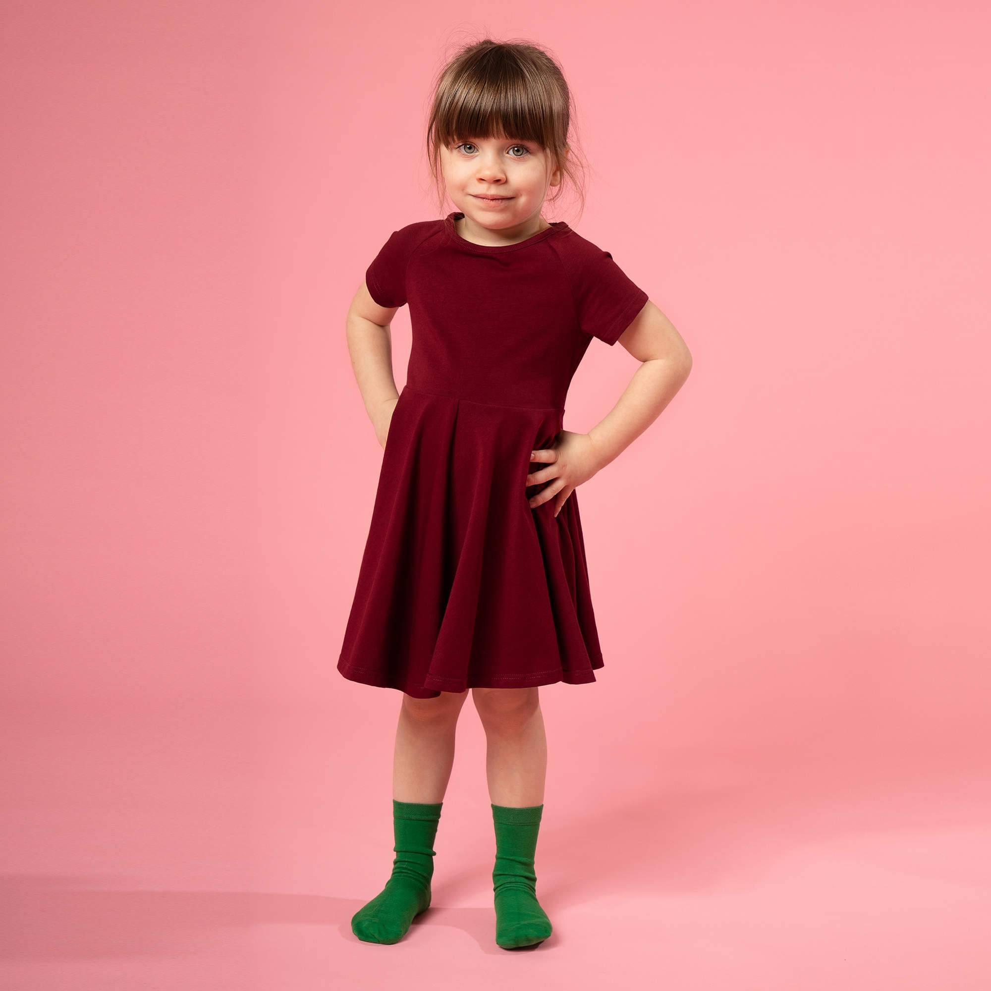 Burgundy short sleeve dress