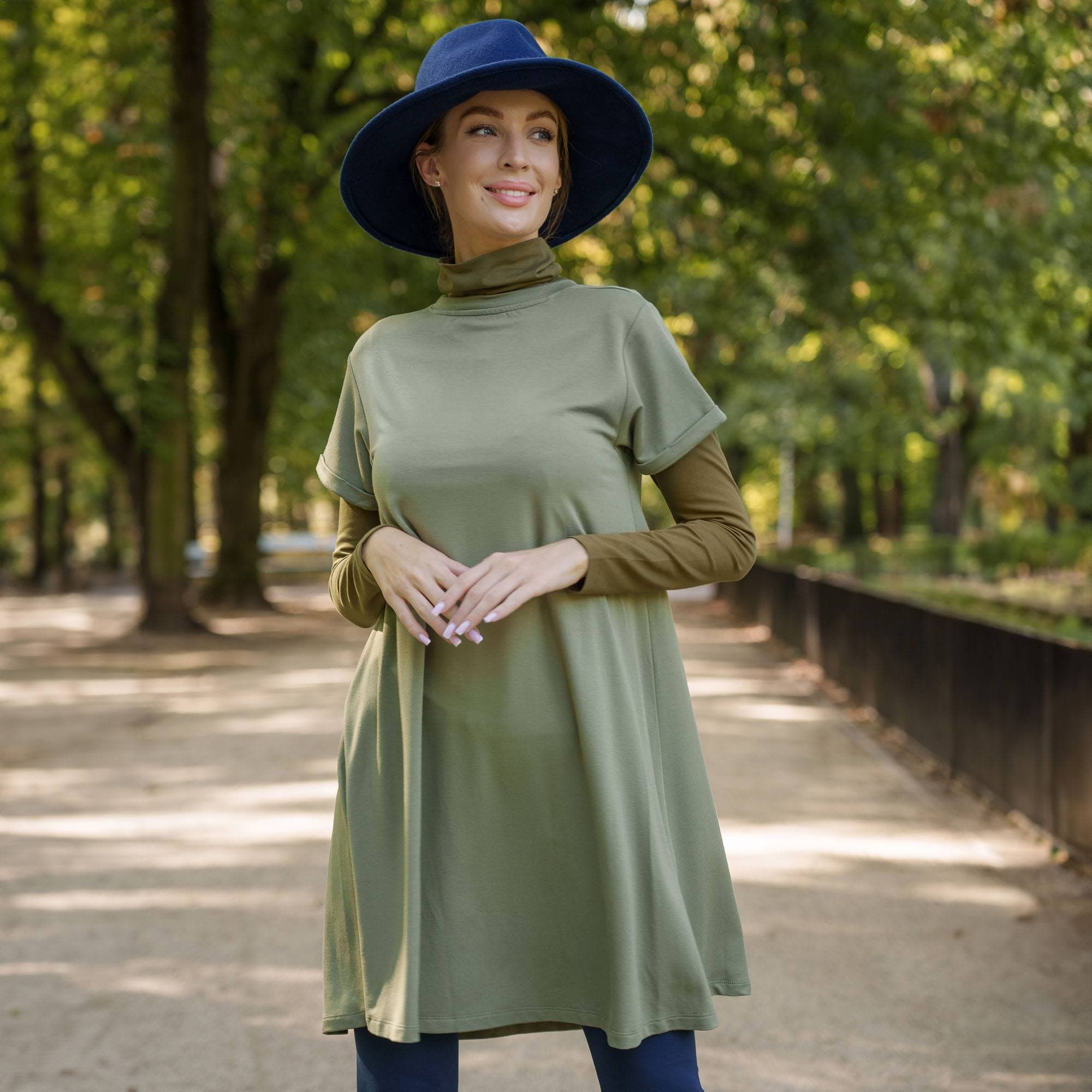 Olive trapeze dress Women