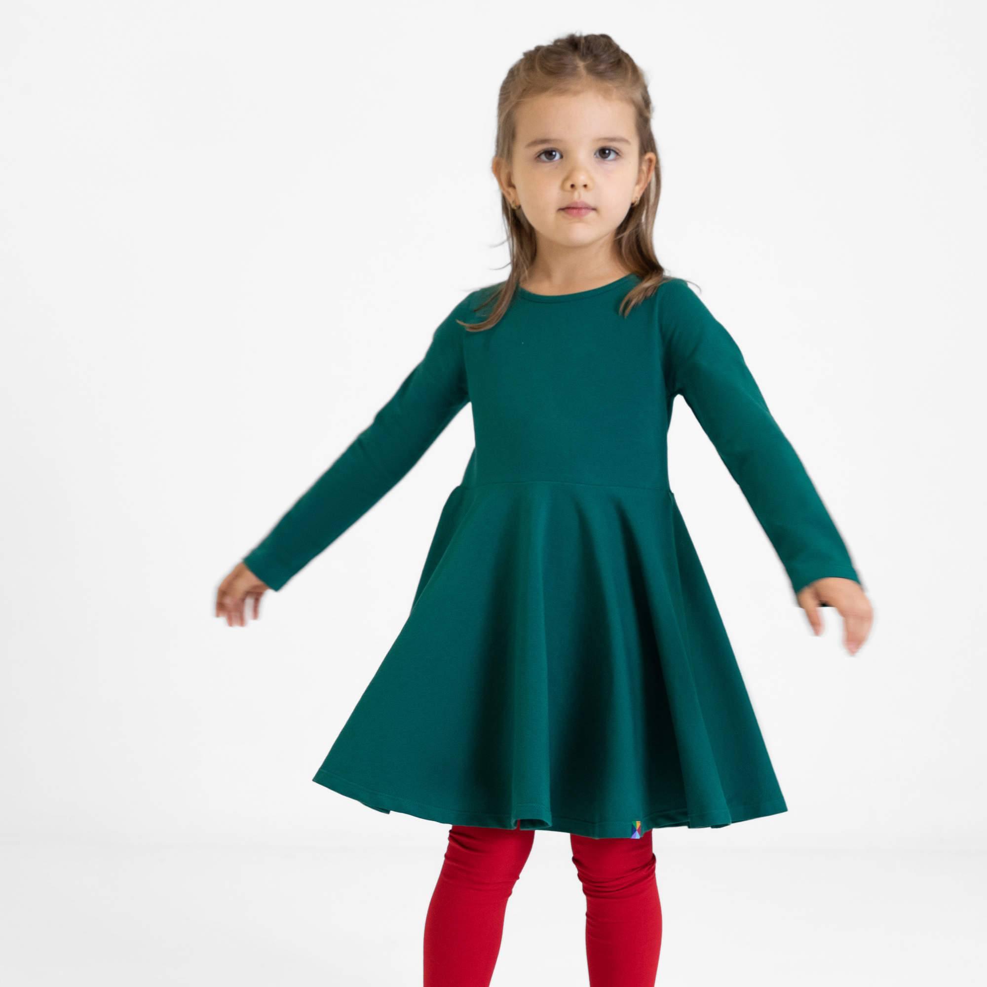 Bottle-green long sleeve dress