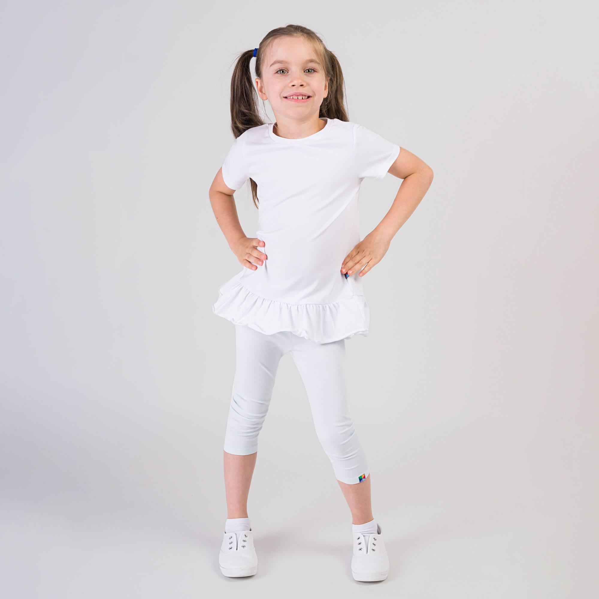 White ruffle short sleeve blouse