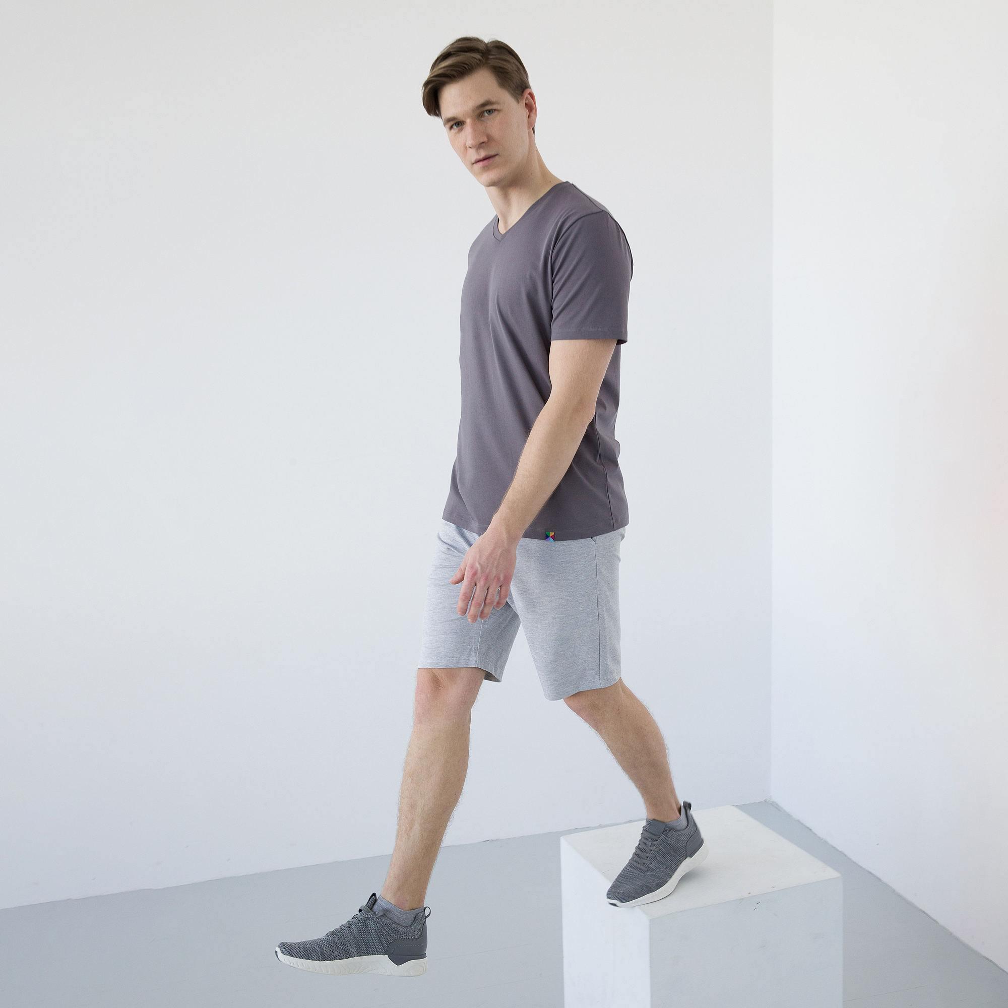 Grey melange shorts Men