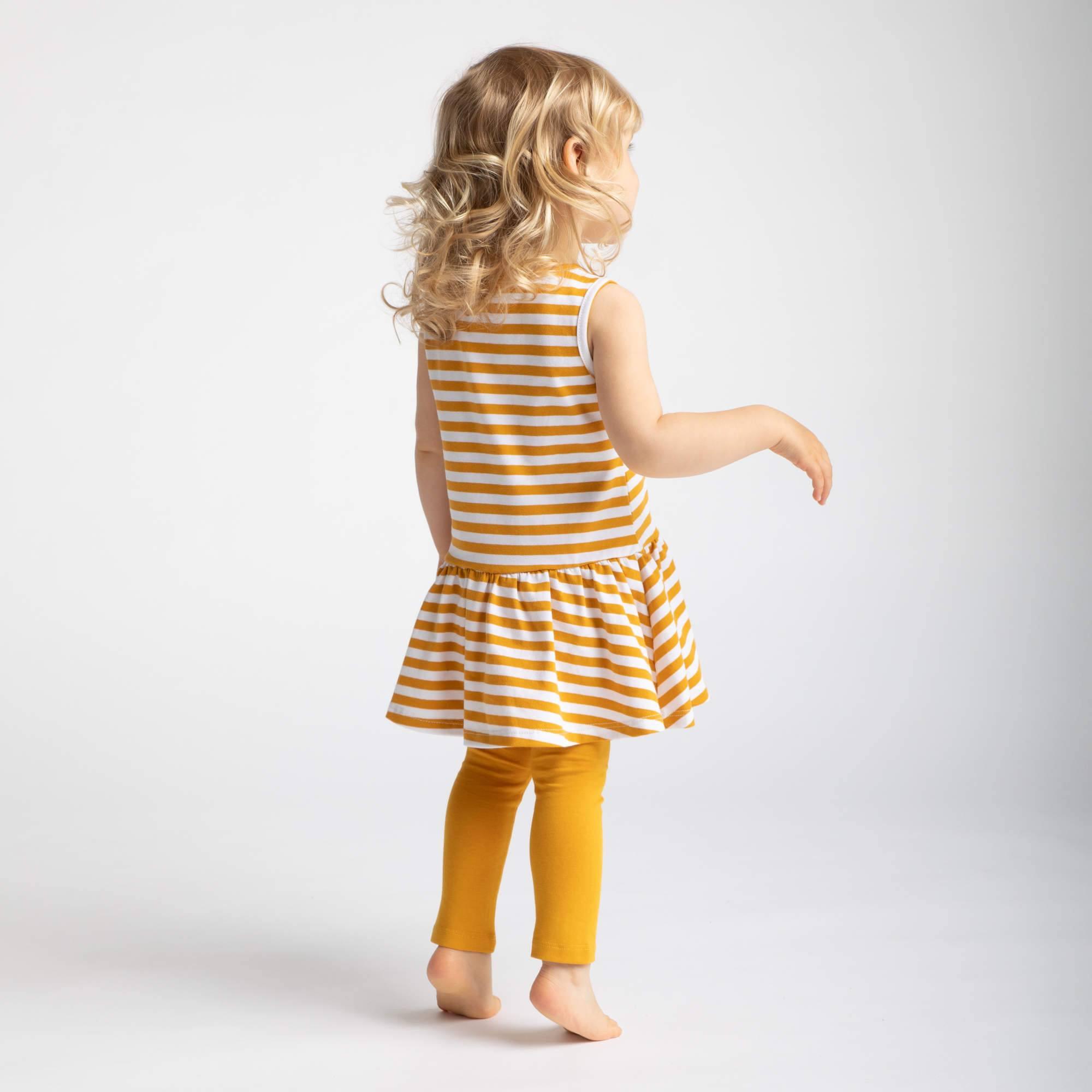 Mustard stripes sleeveless dress