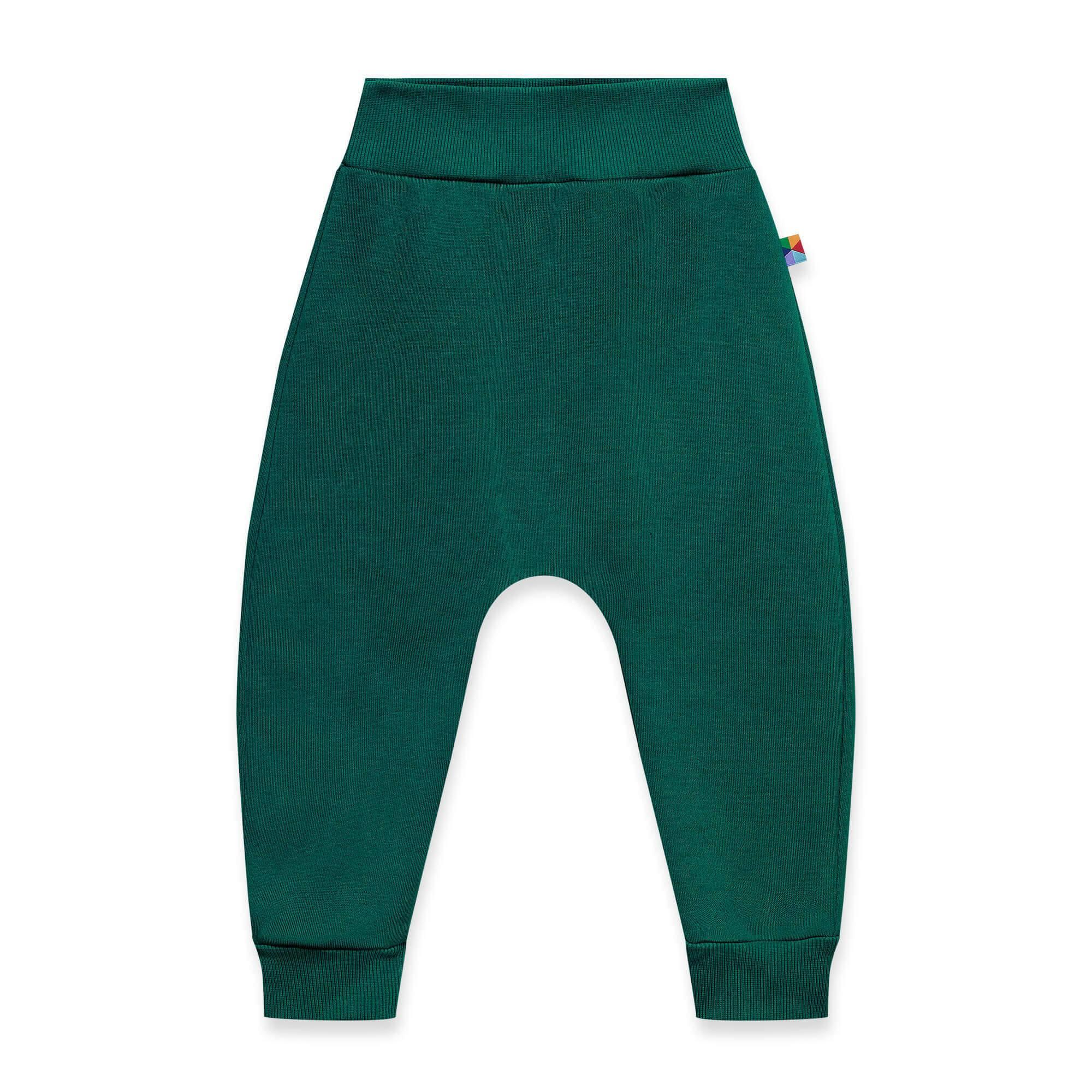 Bottle-green fleece-lined joggers Baby