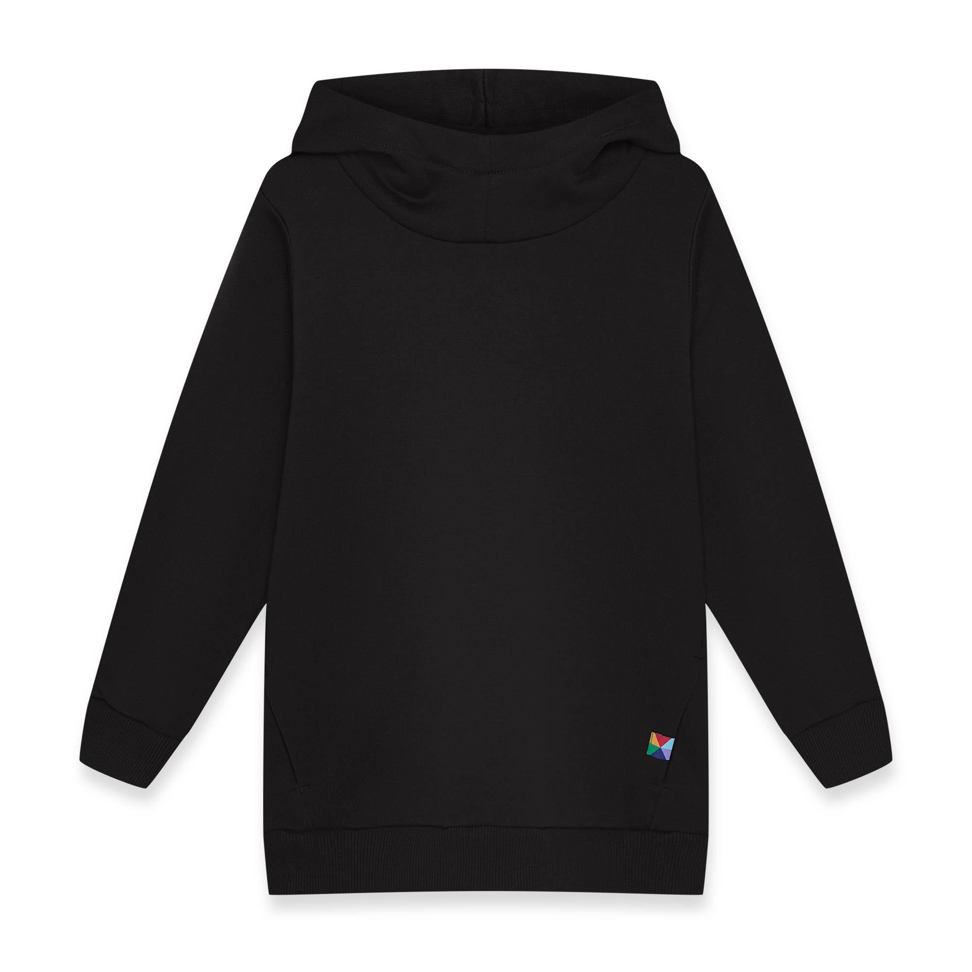 Black fleece-lined pullover hoodie