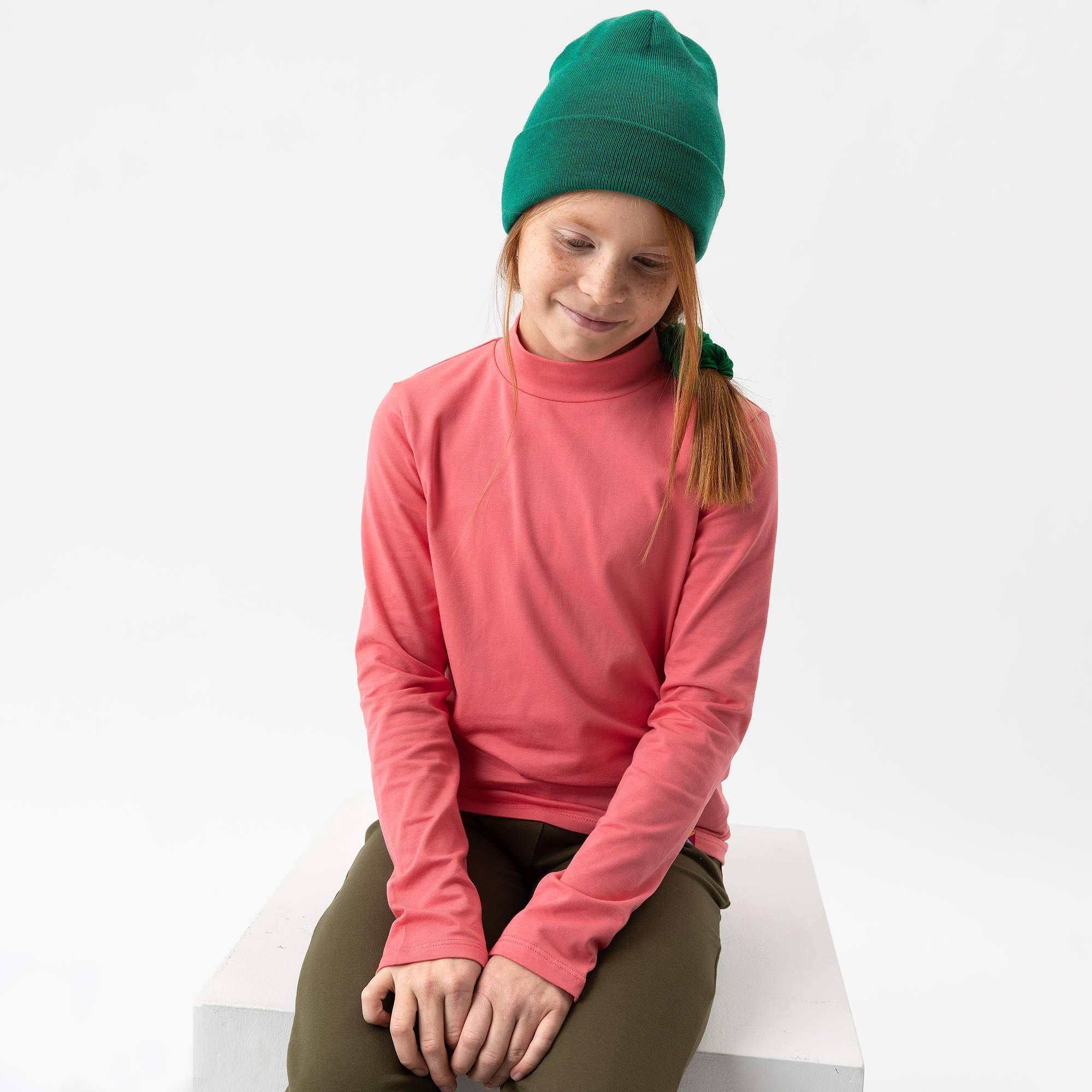 Green fine knit merino wool cap kids