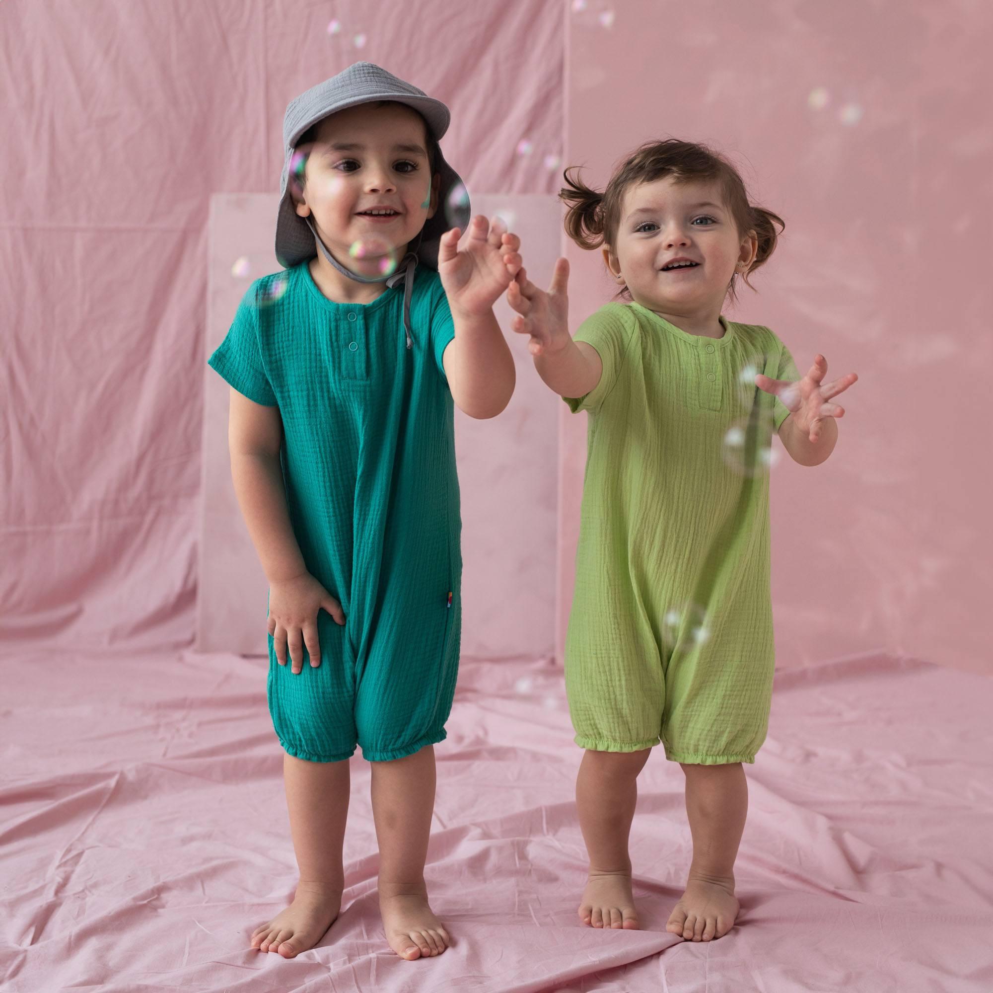 Turquoise muslin romper Baby