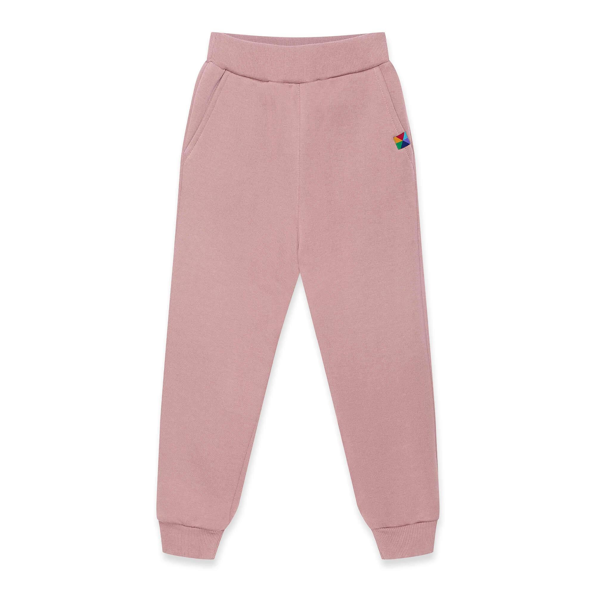 Pastel pink fleece-lined joggers kids