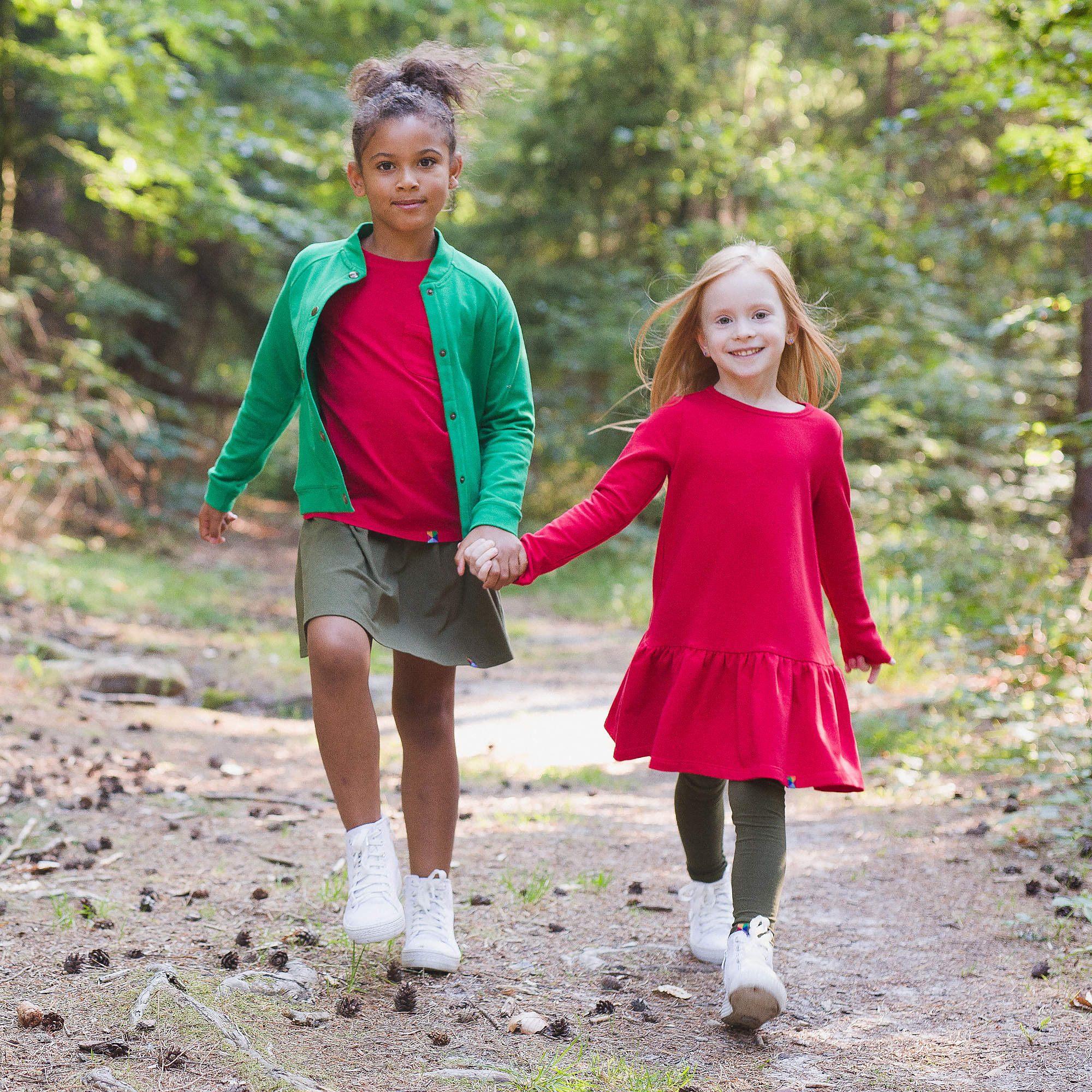 Red flared sweatshirt dress