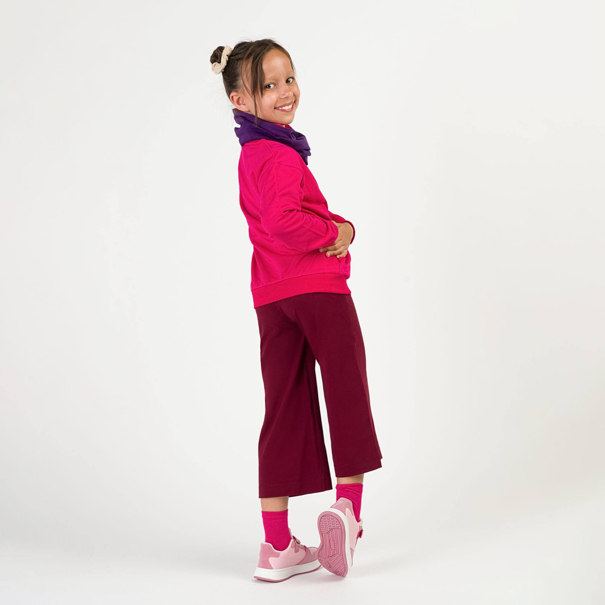 Pink fleece-lined sweatshirt