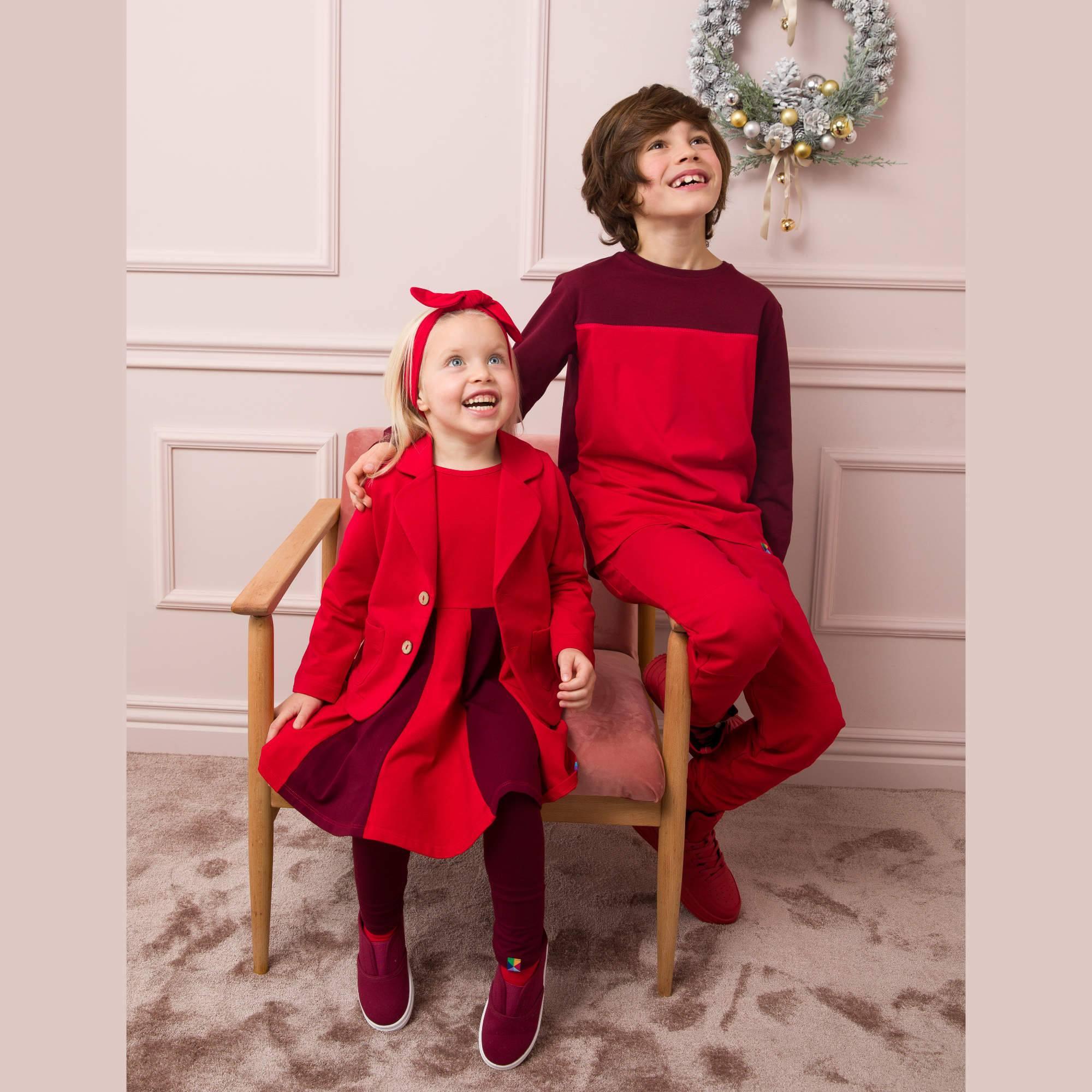 Red - burgundy two-tone frill dress