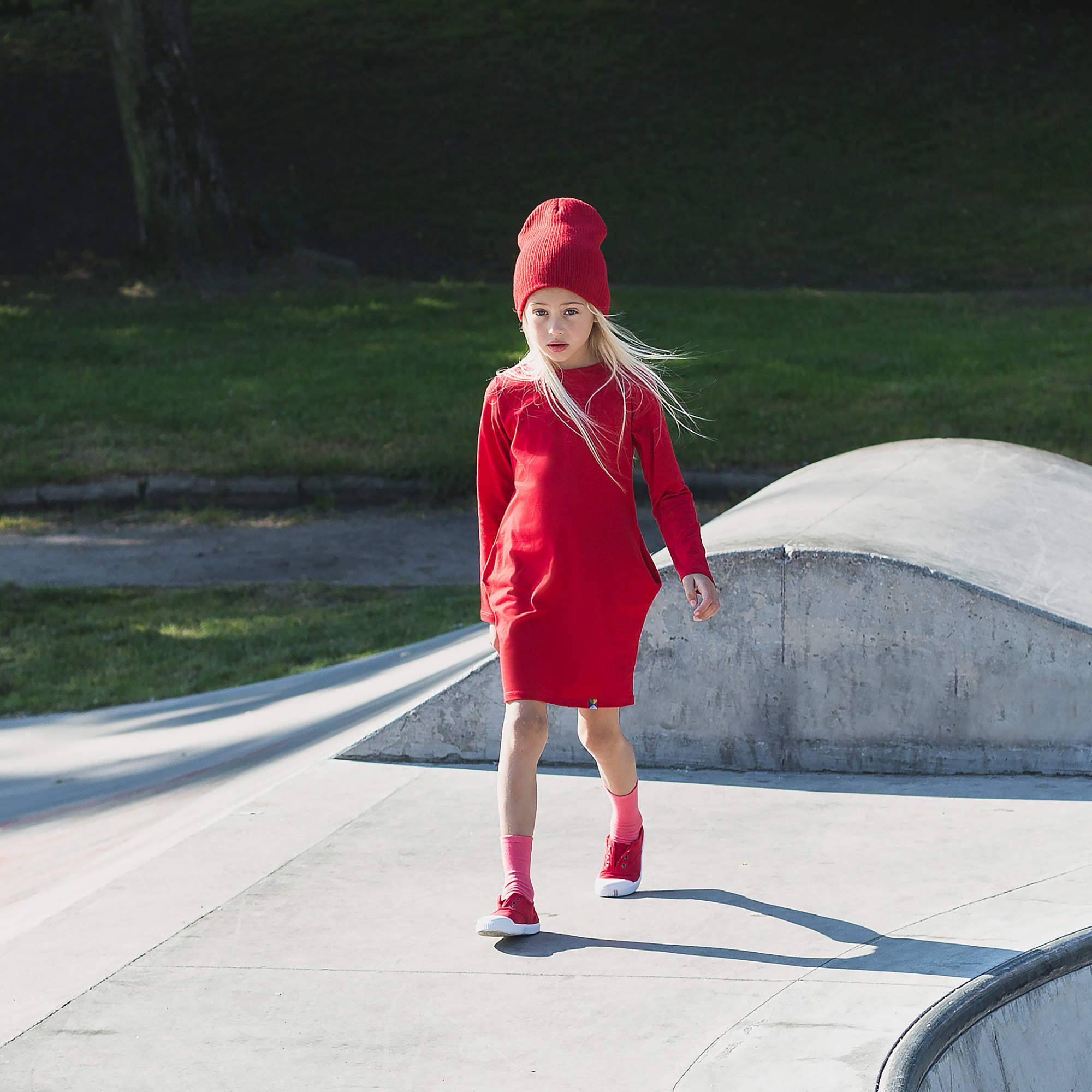 Red dress with pockets