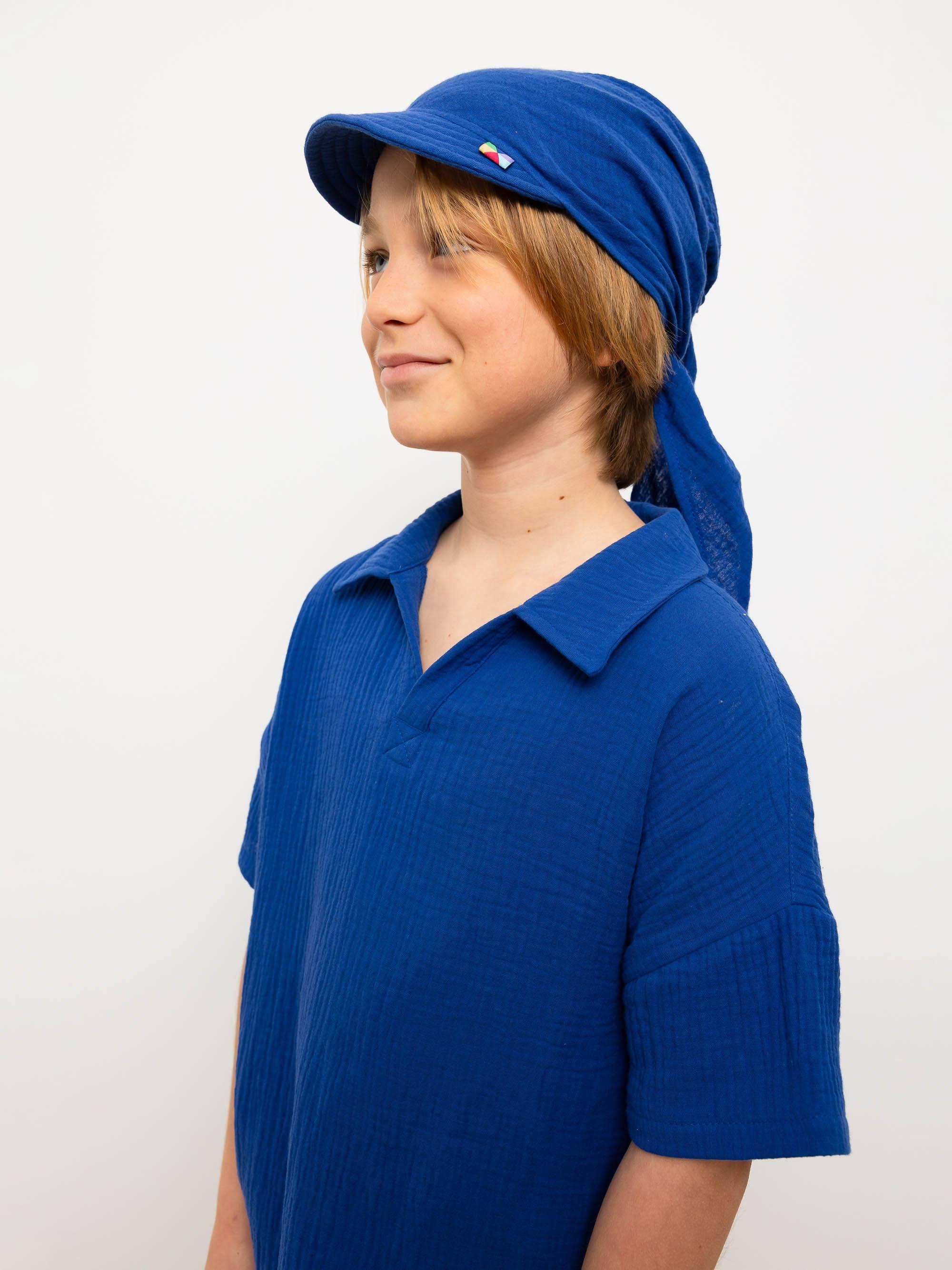 Cornflower muslin bandana hat
