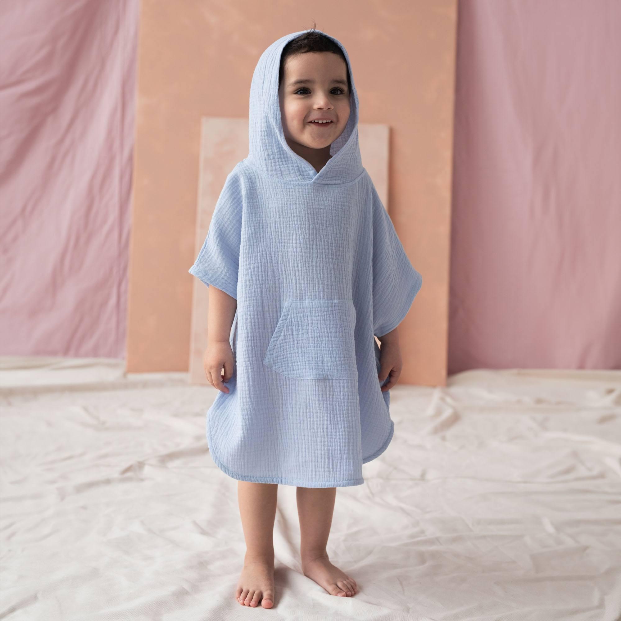 Light blue muslin poncho