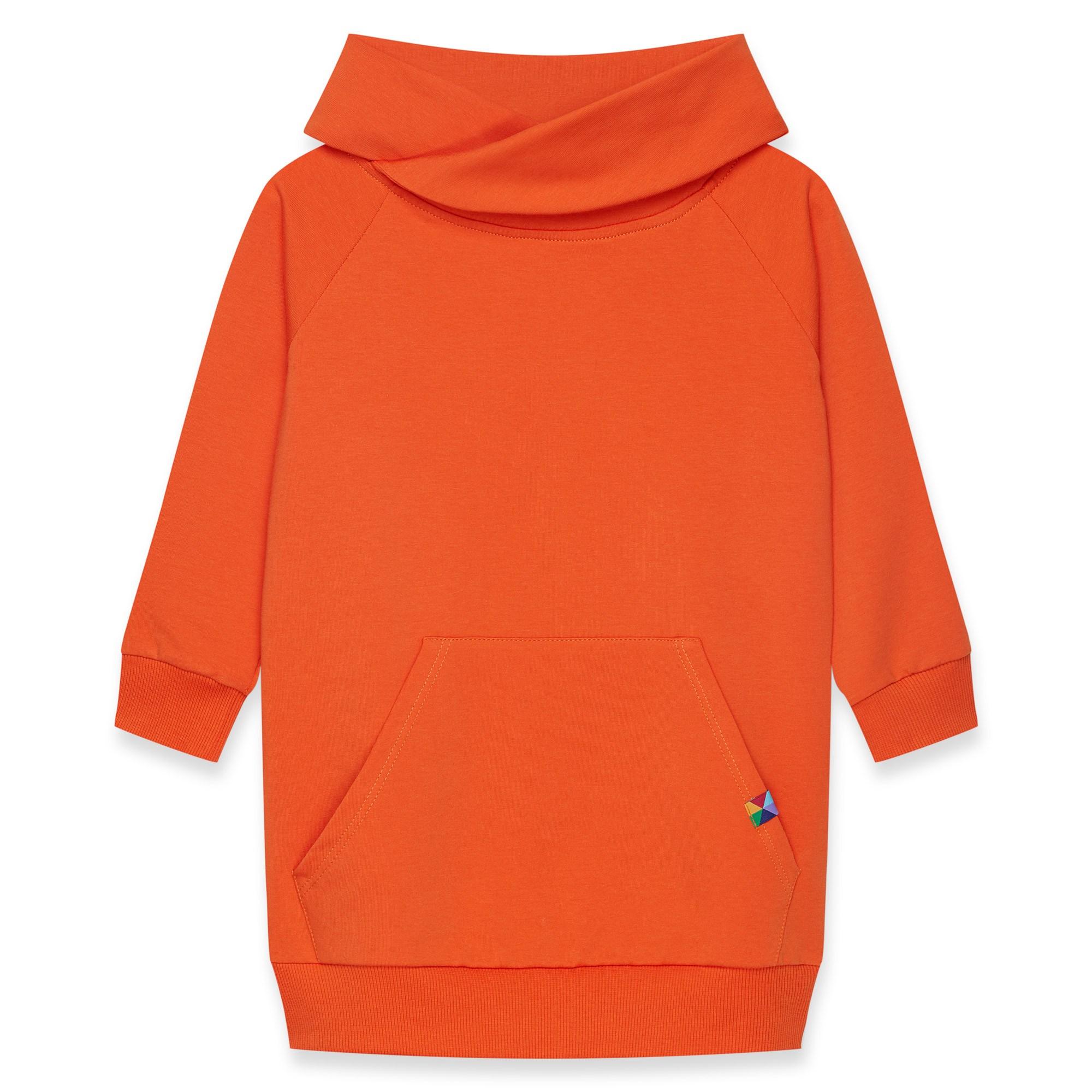 Orange long funnel neck pullover sweatshirt