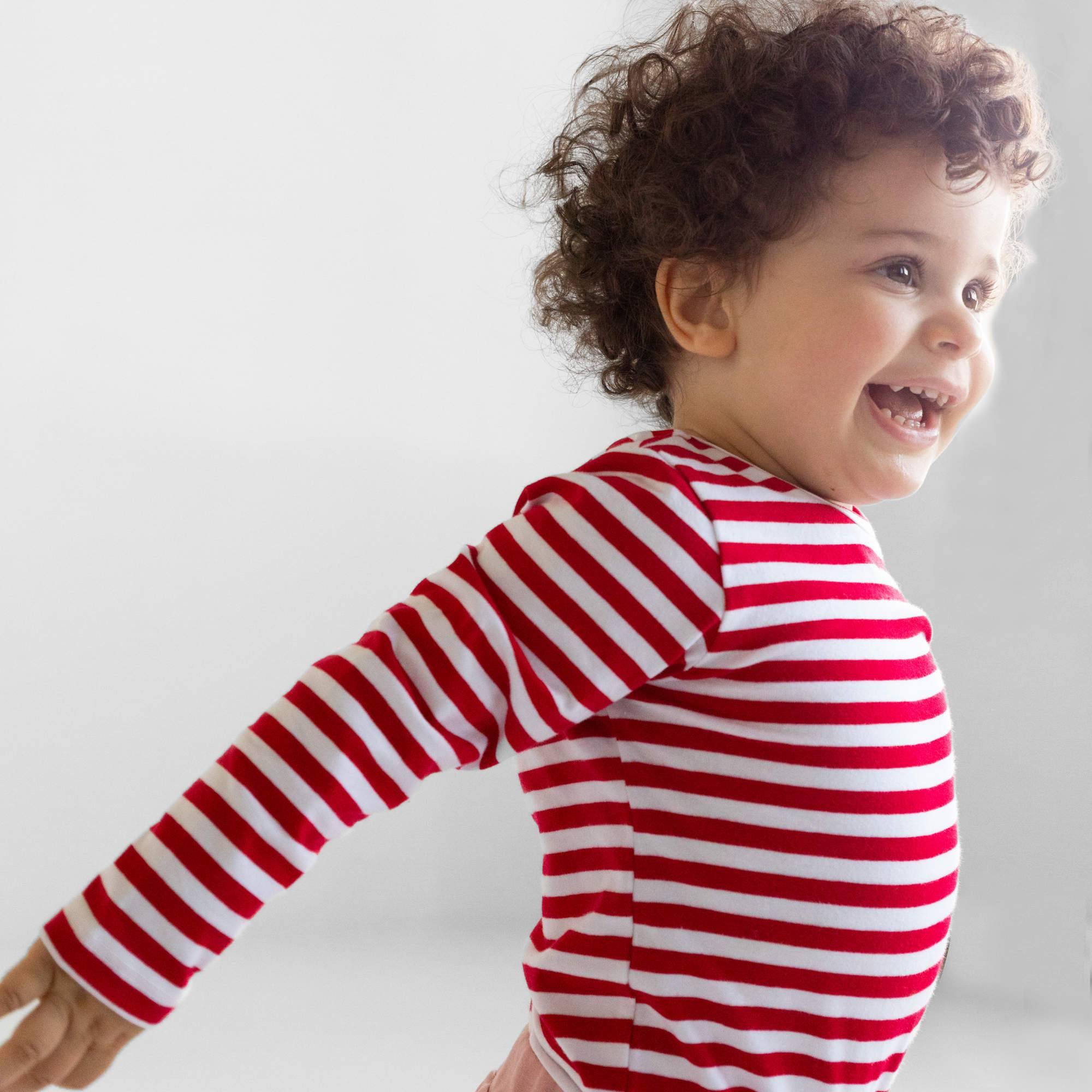 Red stripes long sleeve bodysuit