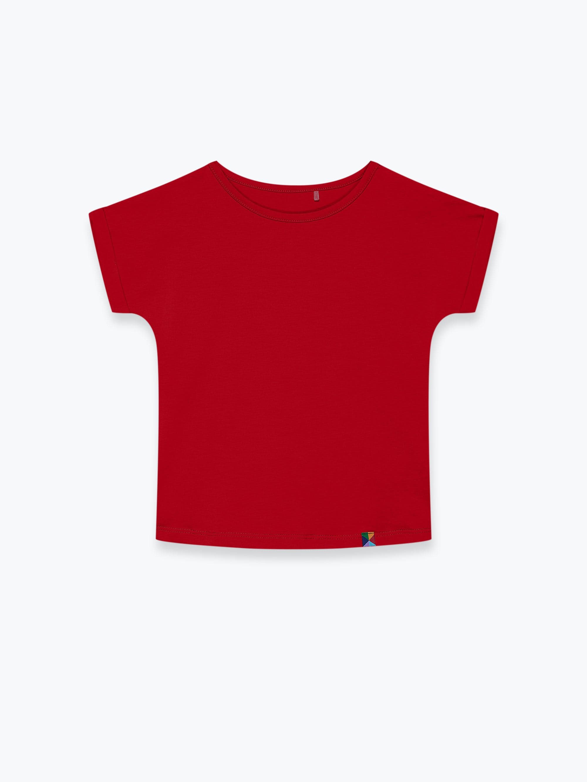 Red crew neck shirt