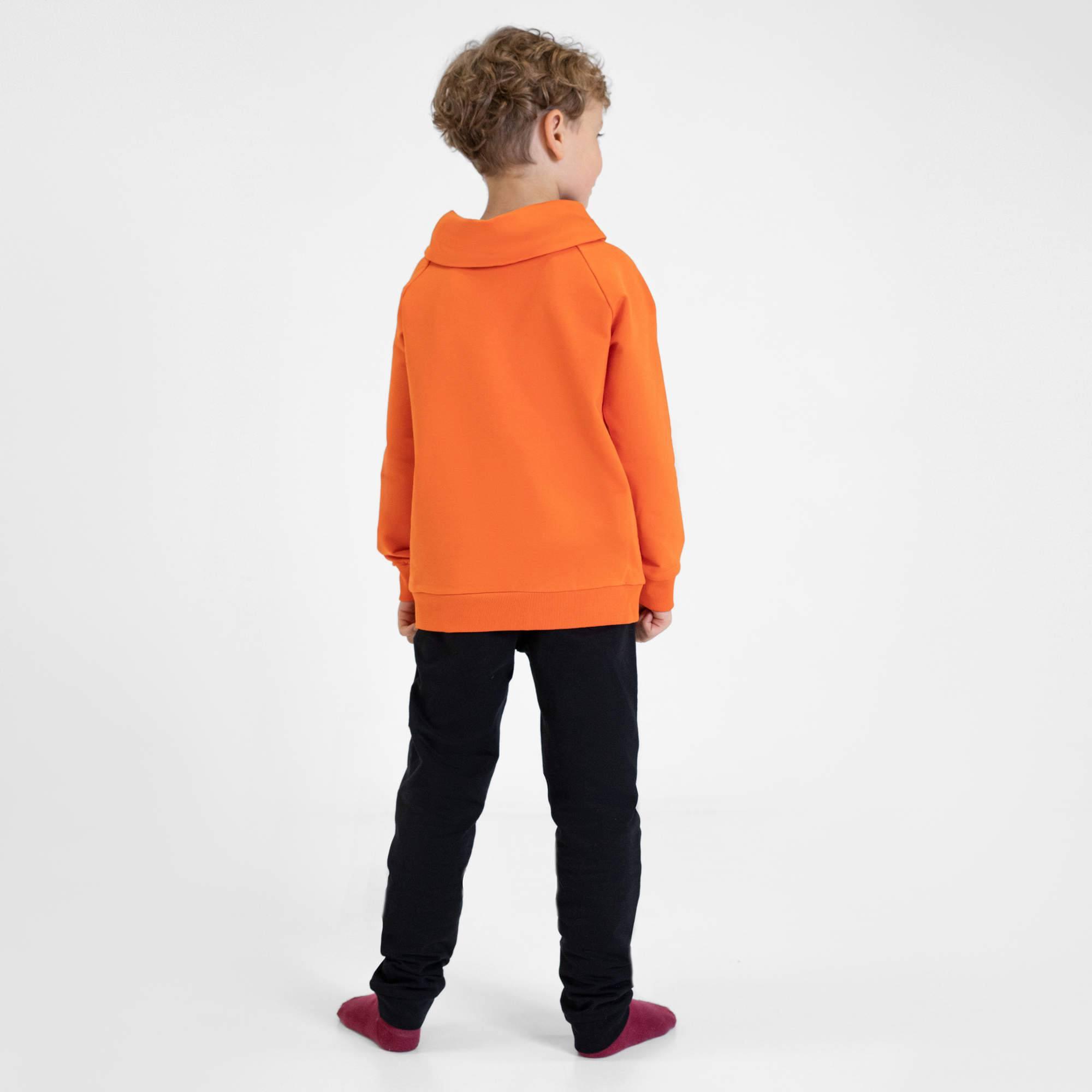 Orange funnel neck pullover sweatshirt