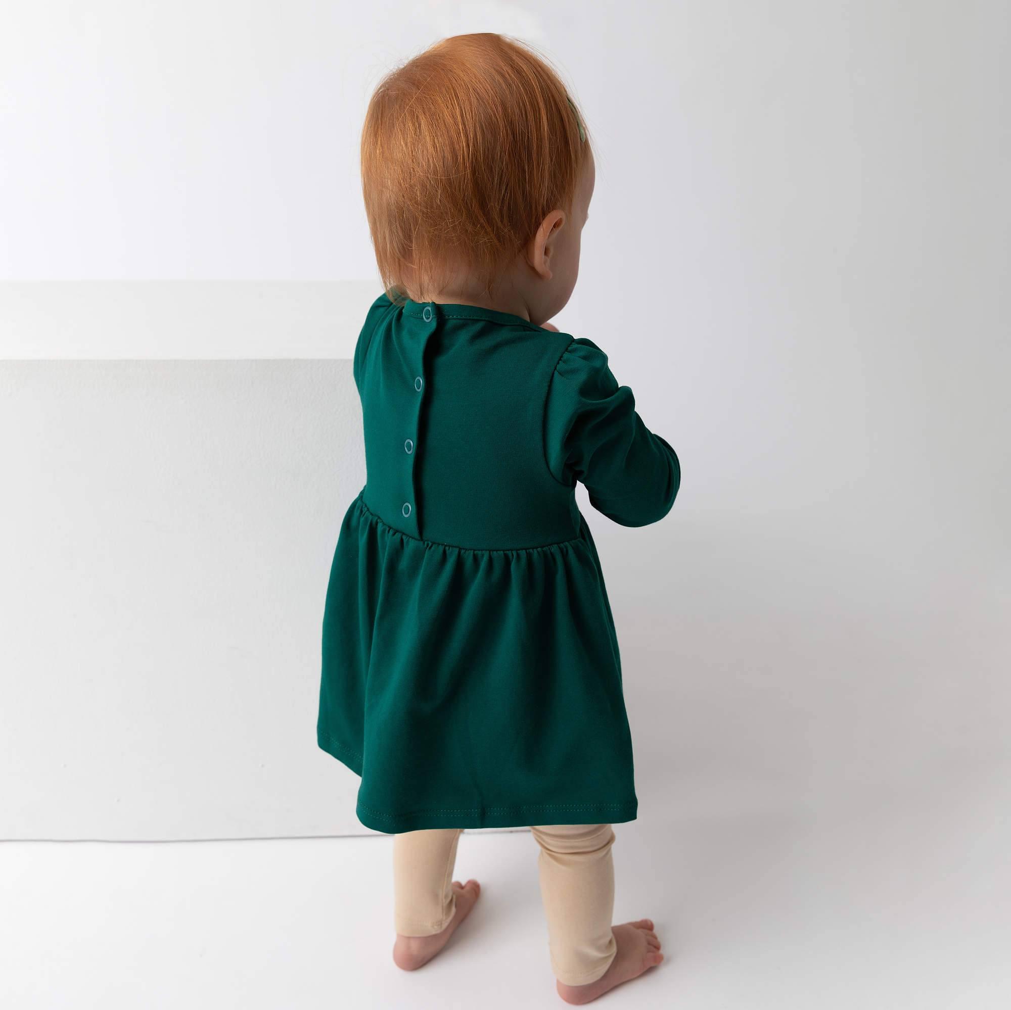 Bottle-green long sleeve bodysuit dress