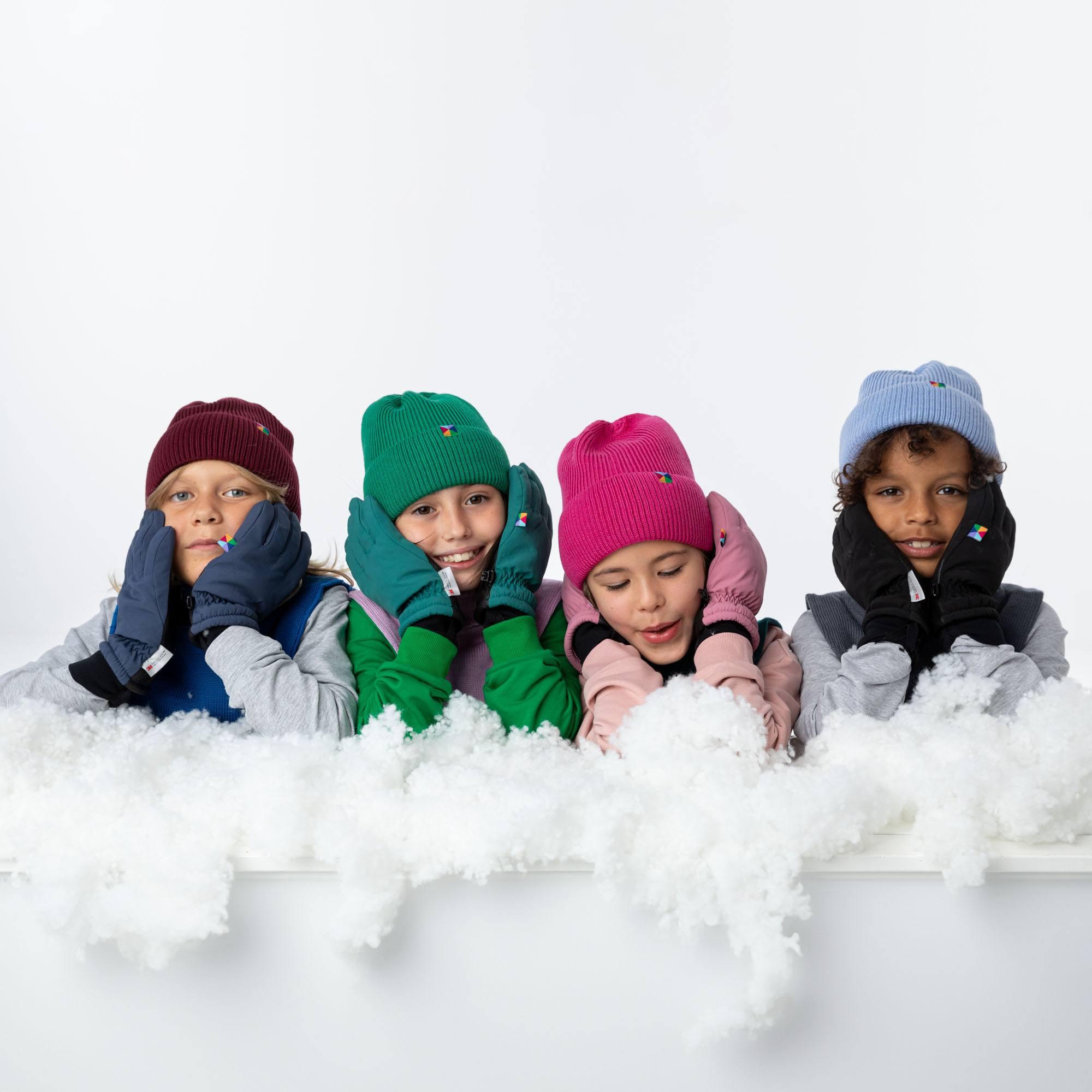 Pink merino wool hat kids