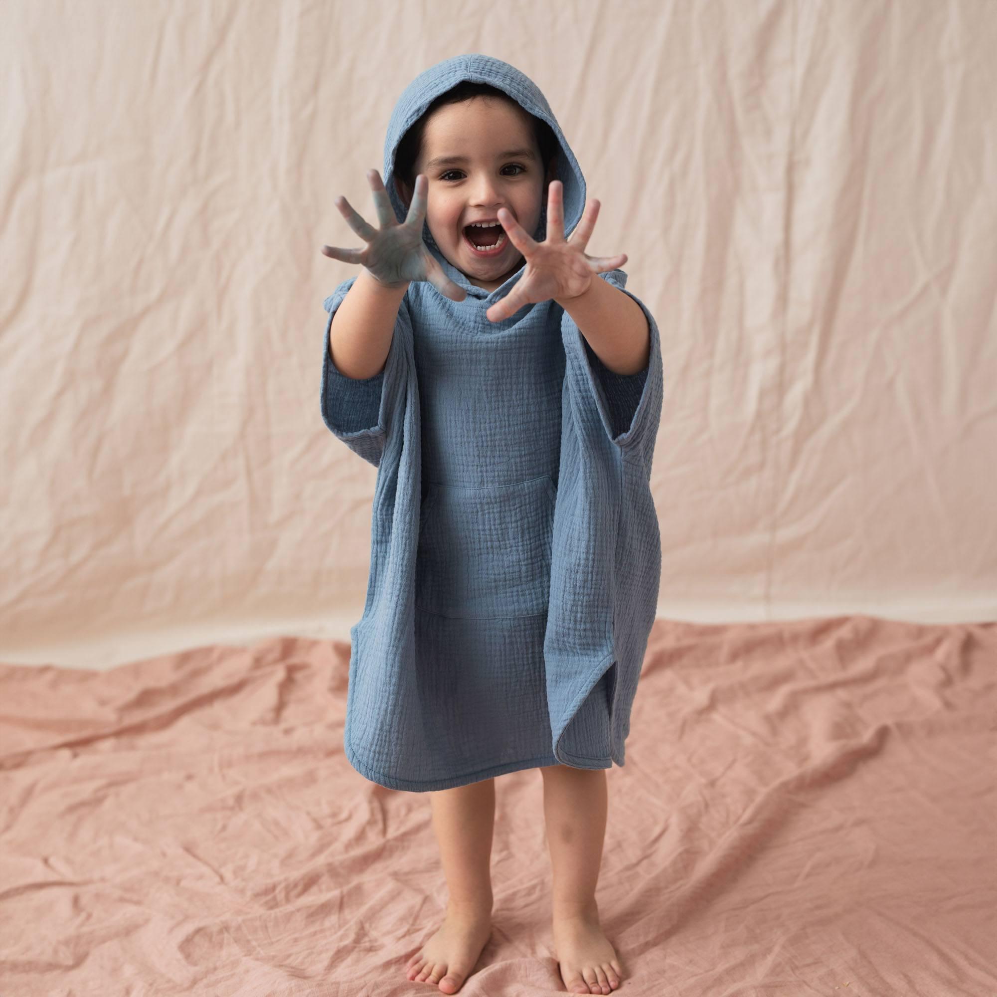 Sky blue muslin poncho