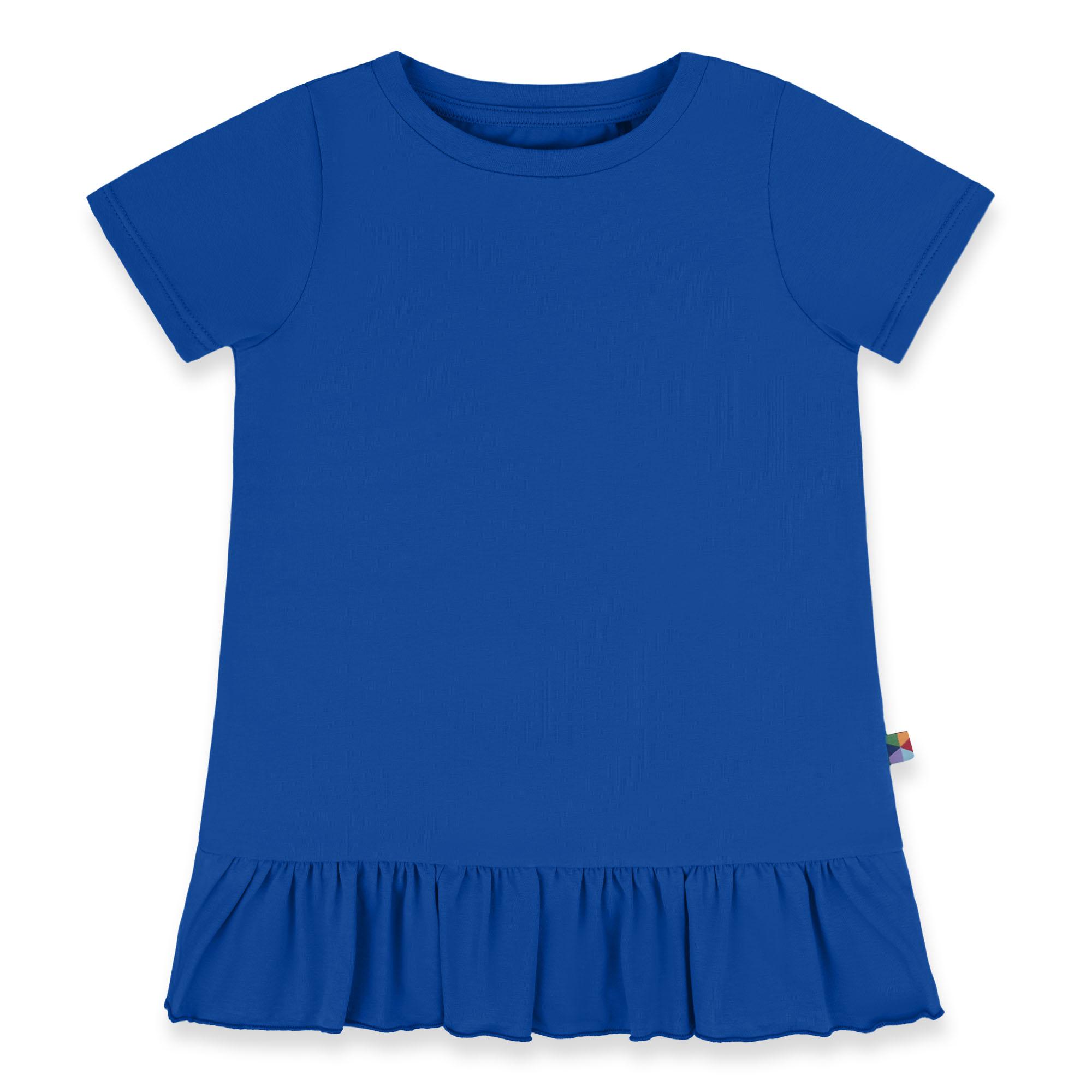 Blue ruffle short sleeve blouse