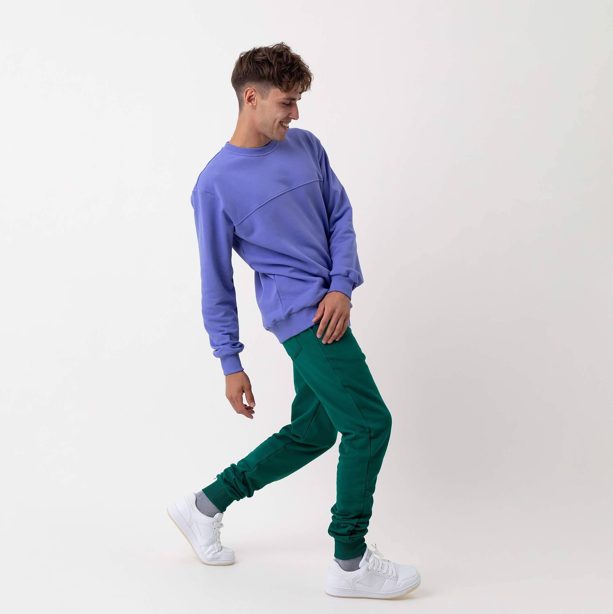 Bottle-green ribbed sweatpants Men