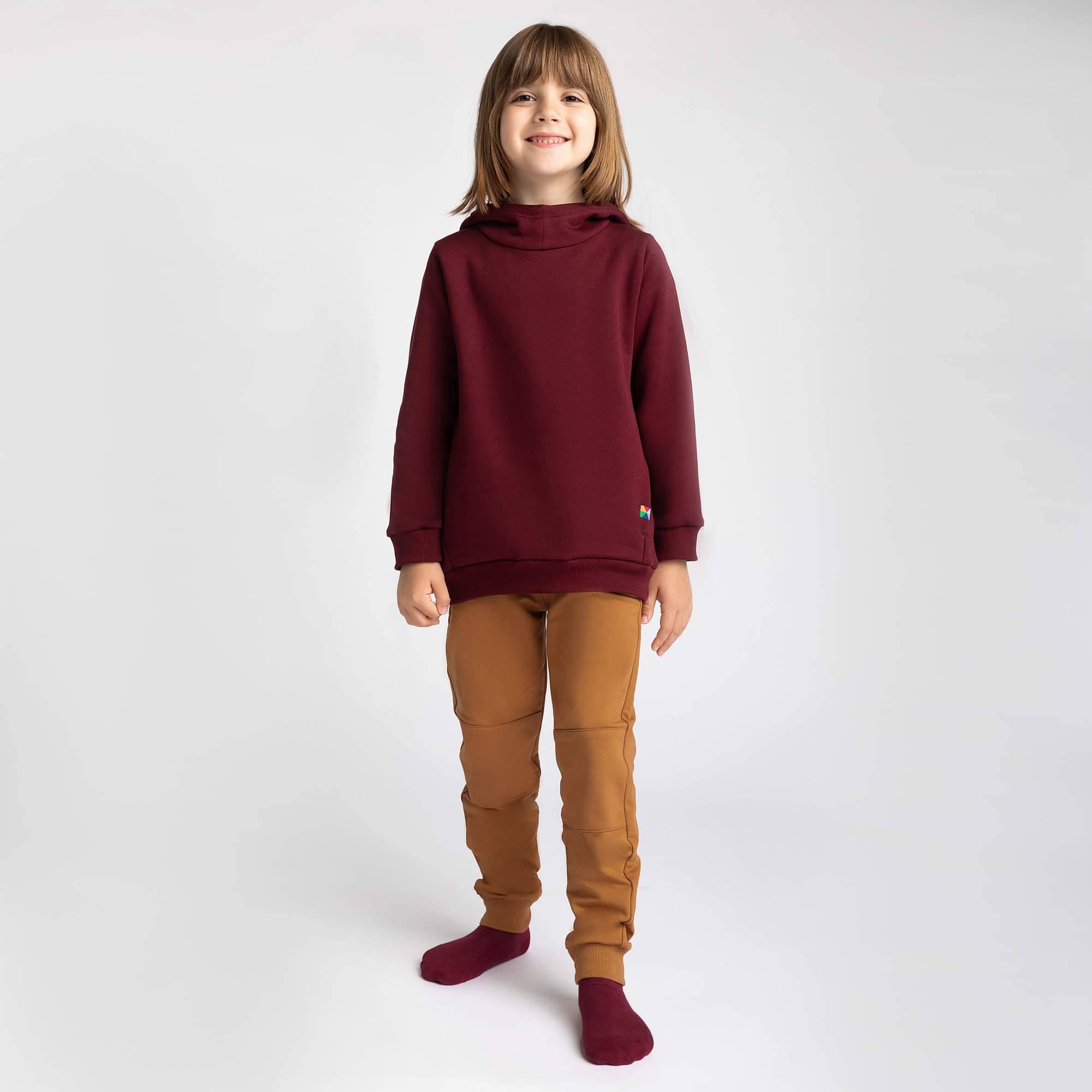 Burgundy fleece-lined pullover hoodie