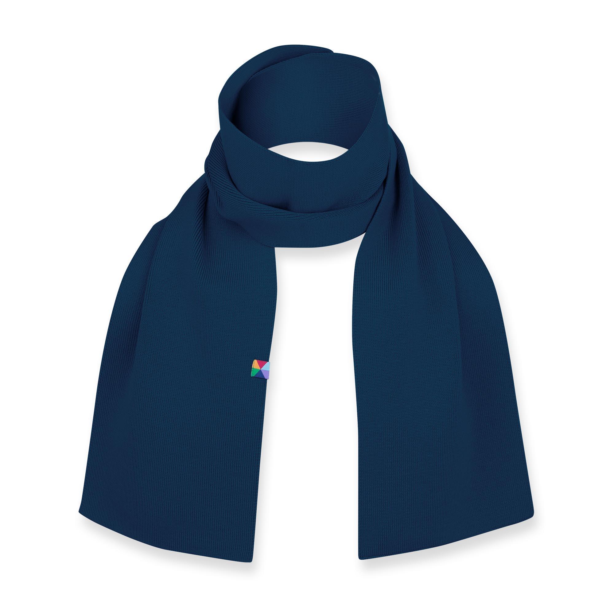 Navy blue fine knit merino wool scarf kids