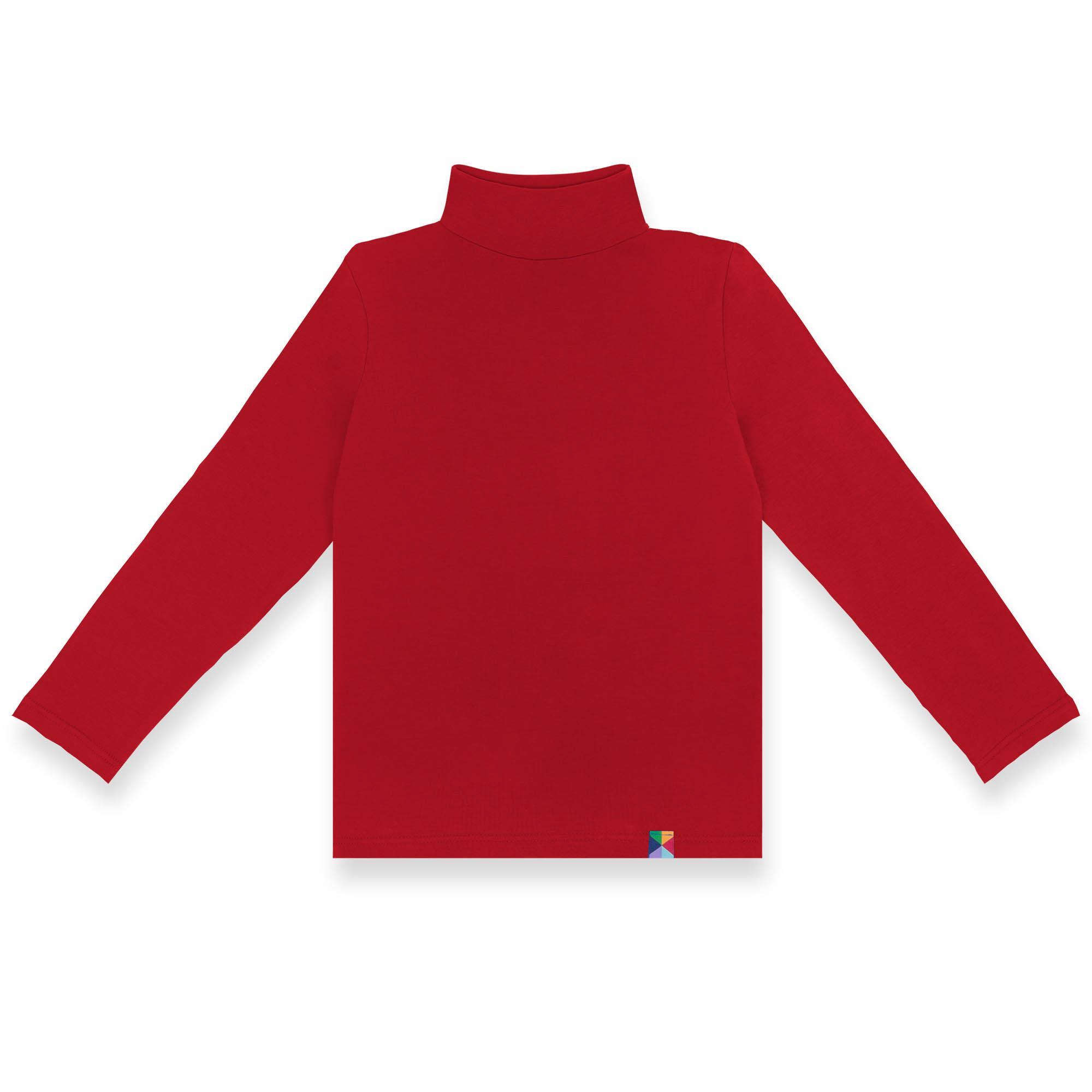 Red turtleneck long sleeve shirt