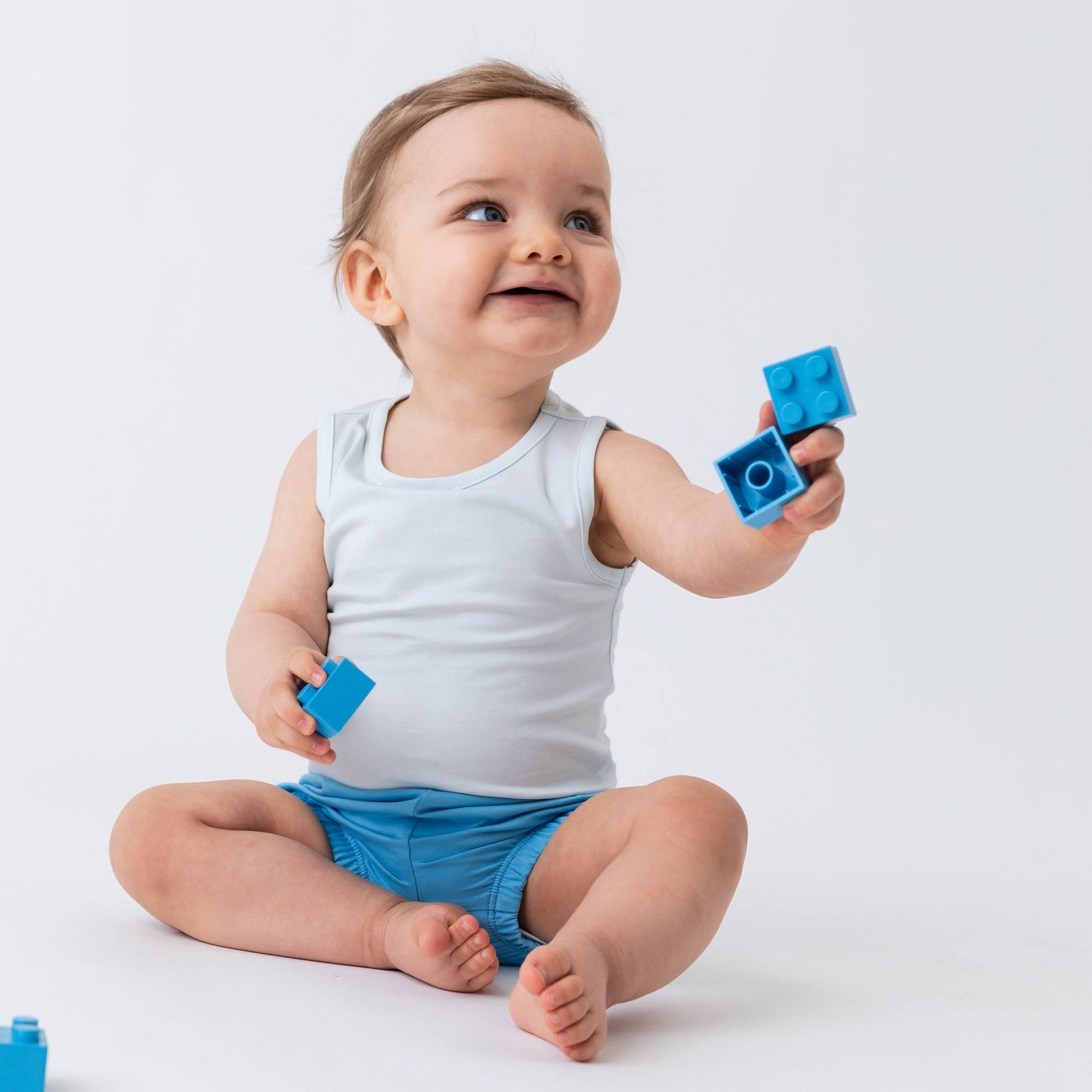 Light blue sleveless bodysuit