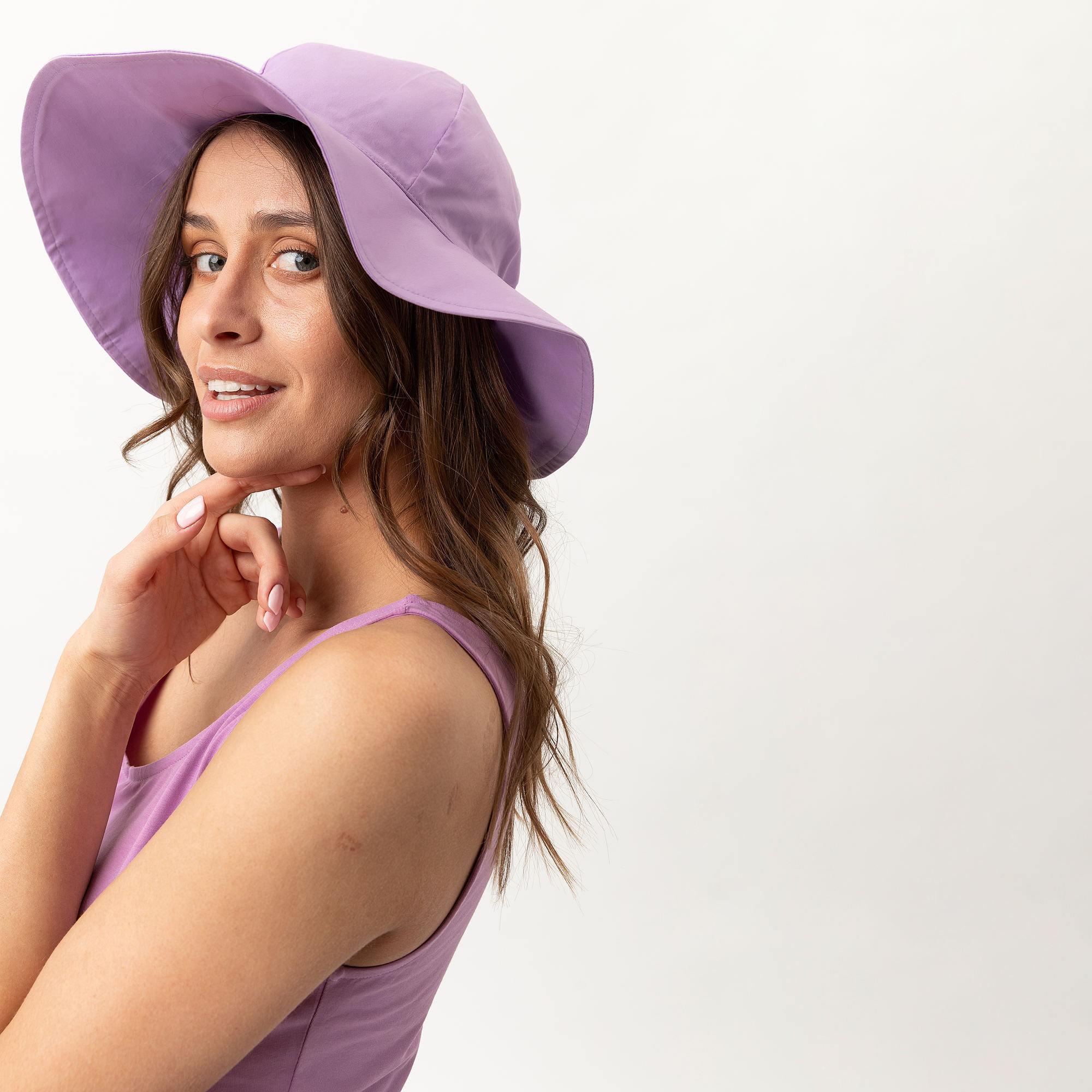 Light purple wide brim hat Women