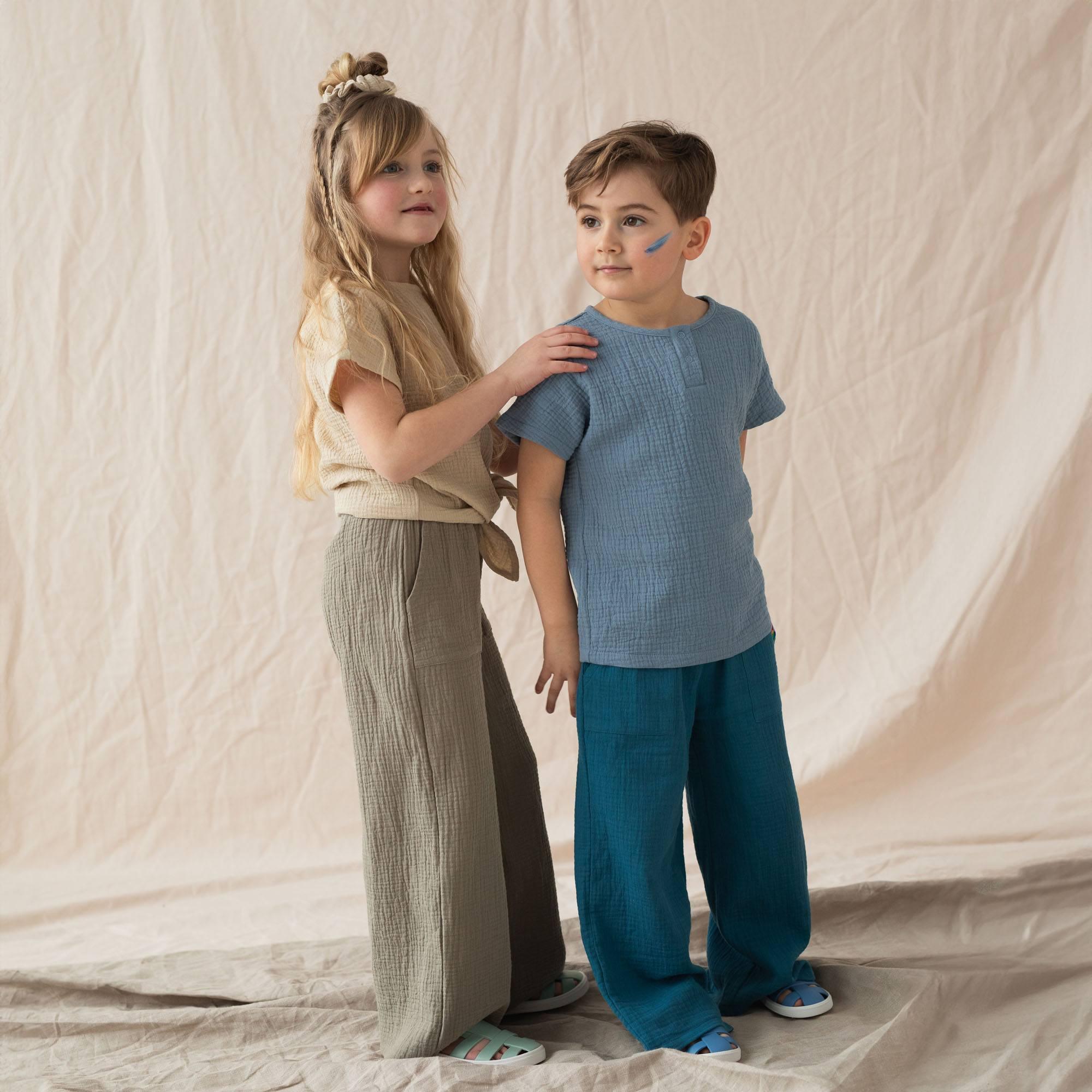 Beige muslin tied blouse