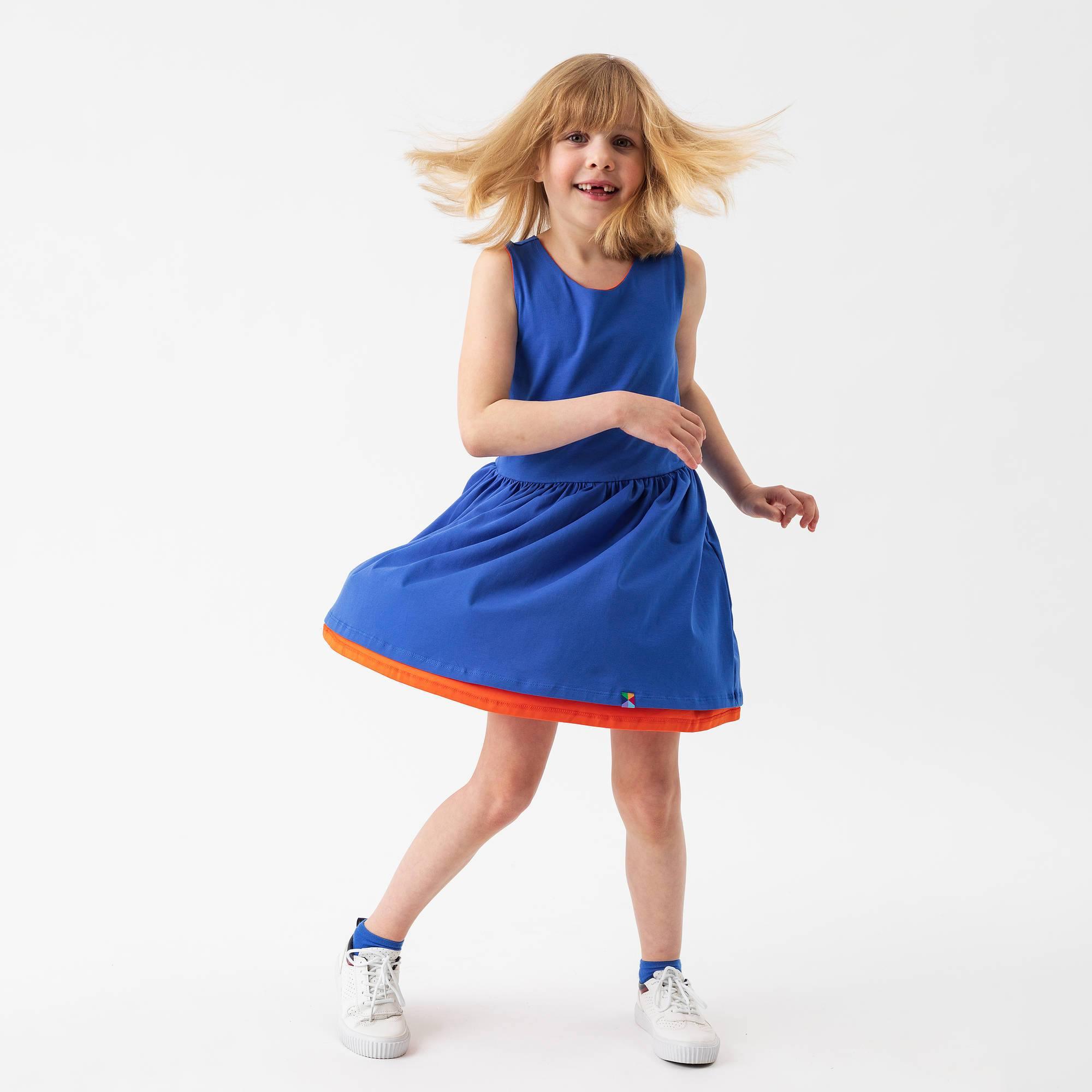 Orange - blue reversible dress